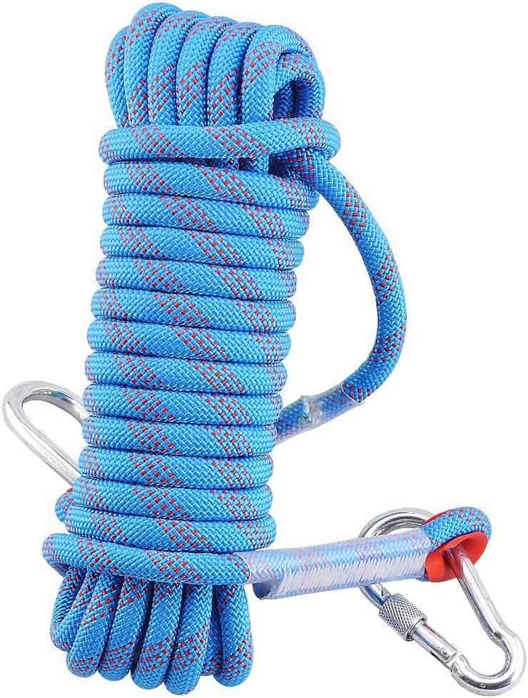 Syiswei Rock Climbing Rope 12MM, (10m,32ft)(20m,65ft) (30m,98ft) Static Outdoor Climbing Rope, Safety Rope Tree Swing Climbing Rope