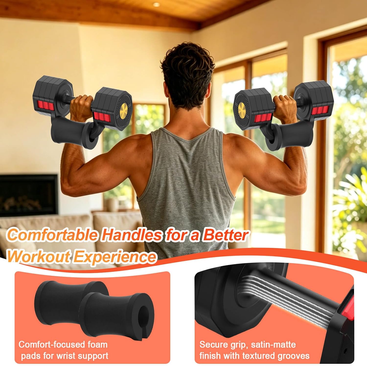 Adjustable Dumbbell Set 5-20.5 lb Each, 2-in-1 for Home Gym | Cast Iron Core + ABS Shell, Quick-Change Dial, Anti-Slip Grip, for Curls, Presses & Kettlebell Swings