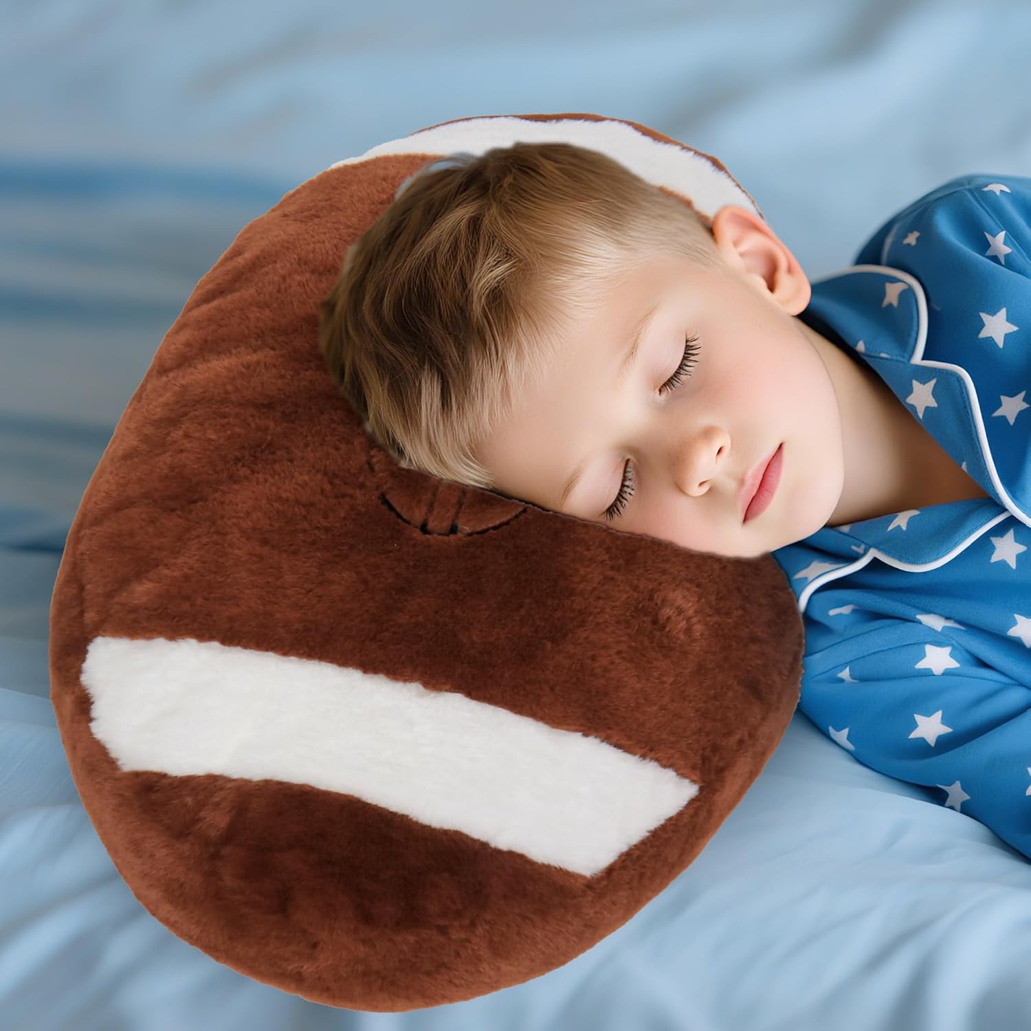 Wepop 18in Fluffy Football Pillow Plush, Soft Football Pillows, Sports Ball Pillow Stuffed Plush Toy Room Decoration and Gifts for Kids, Boys, Girls, Football Fans