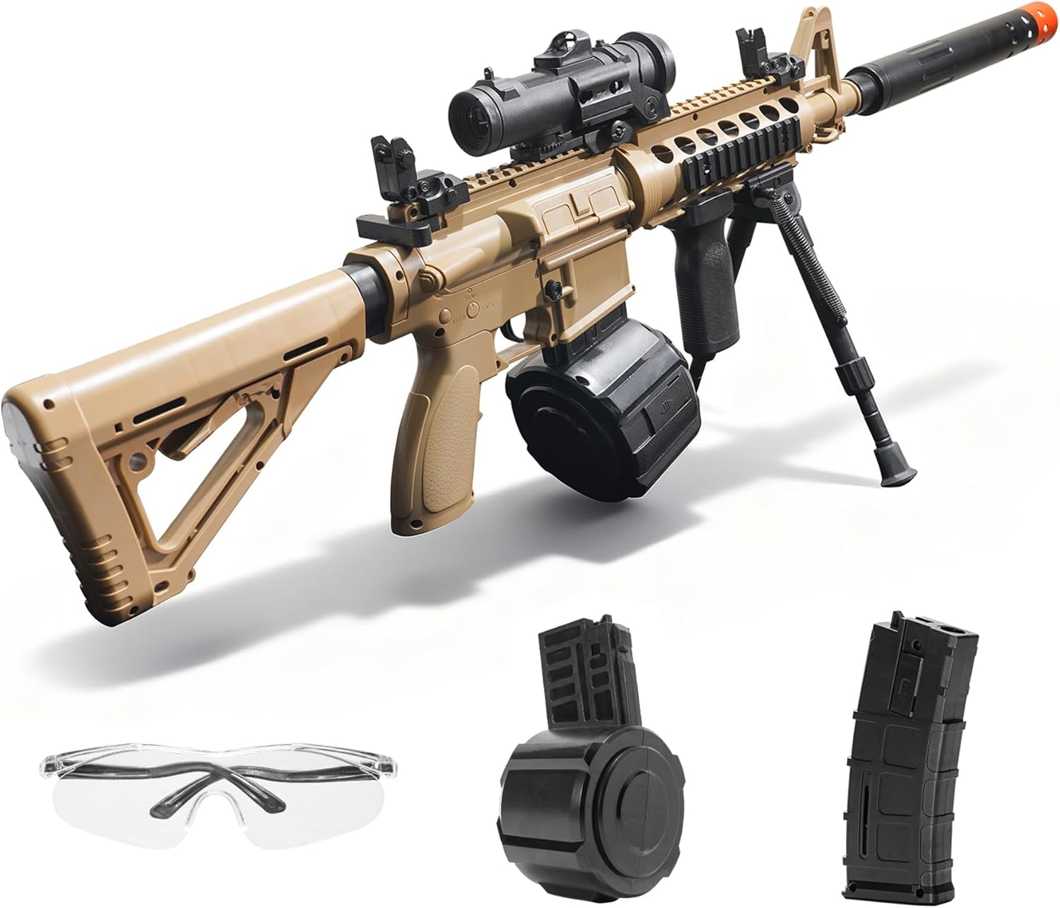 JellyBullet Automatic Blaster 810119, Larmside Blaster Plastic Body, 170 FPS Automatic Repeating & Manual Single Mode, 2PCS Manual Spring Clips, Ages 18+