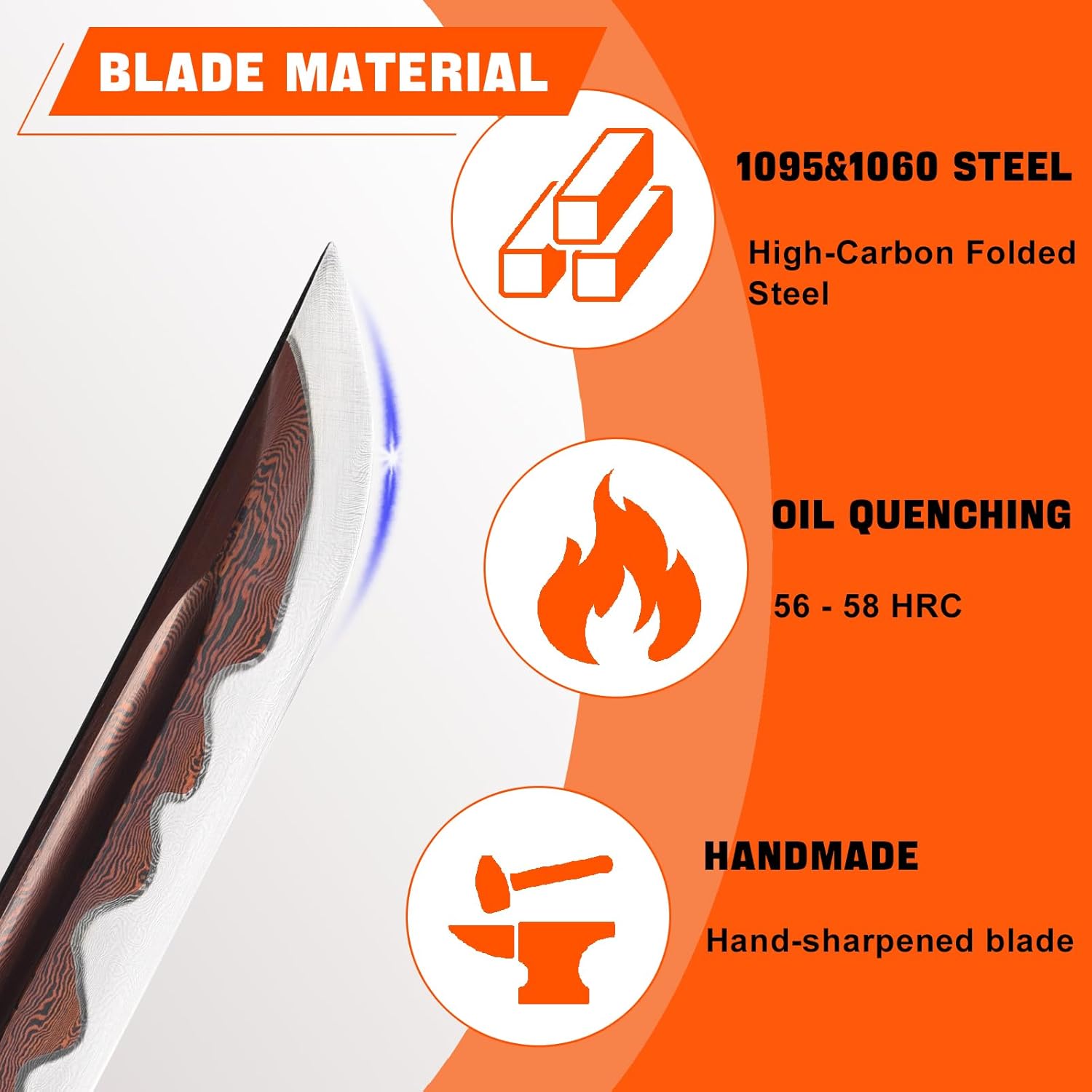Real Sharp Japanese Katana Sword Real Full Tang 1060 High Carbon Steel Katana Handmade Practice Samurai Sword 40.9 in,Suitable for Collection,Training,Display,Decoration
