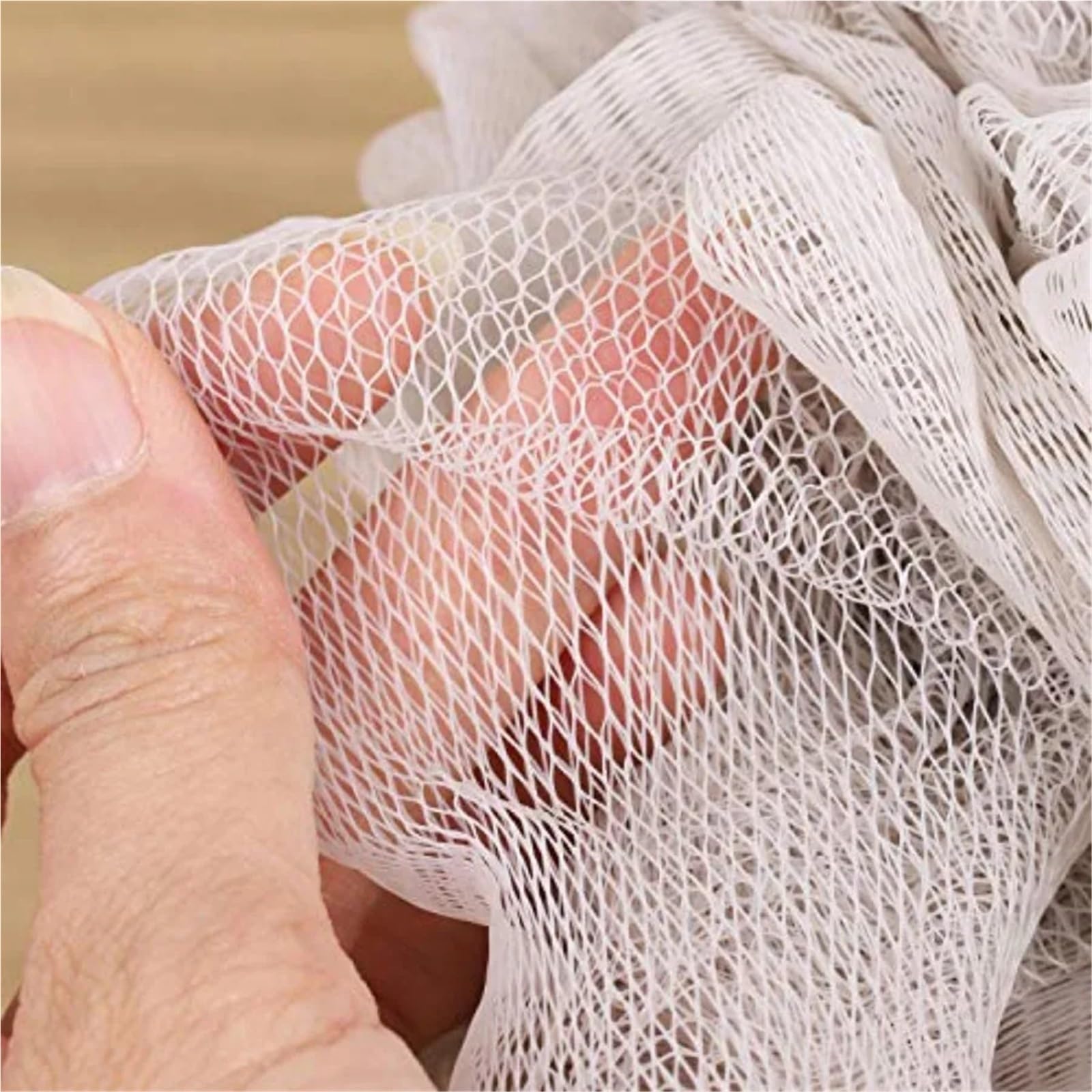 Badeschwamm aus Netzgewebe Mesh Pouf Bath Scrunchies Pack of 4