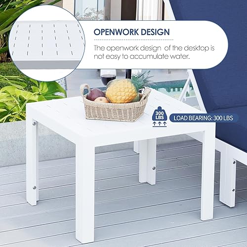 Miniatura 230 de NICESOUL 7 Piece White Powder-Coated Aluminum Patio Furniture with Fire Pit Table, 29 Inch Extra Wide Outdoor Sectional Sofa for 6, High-End Heavy