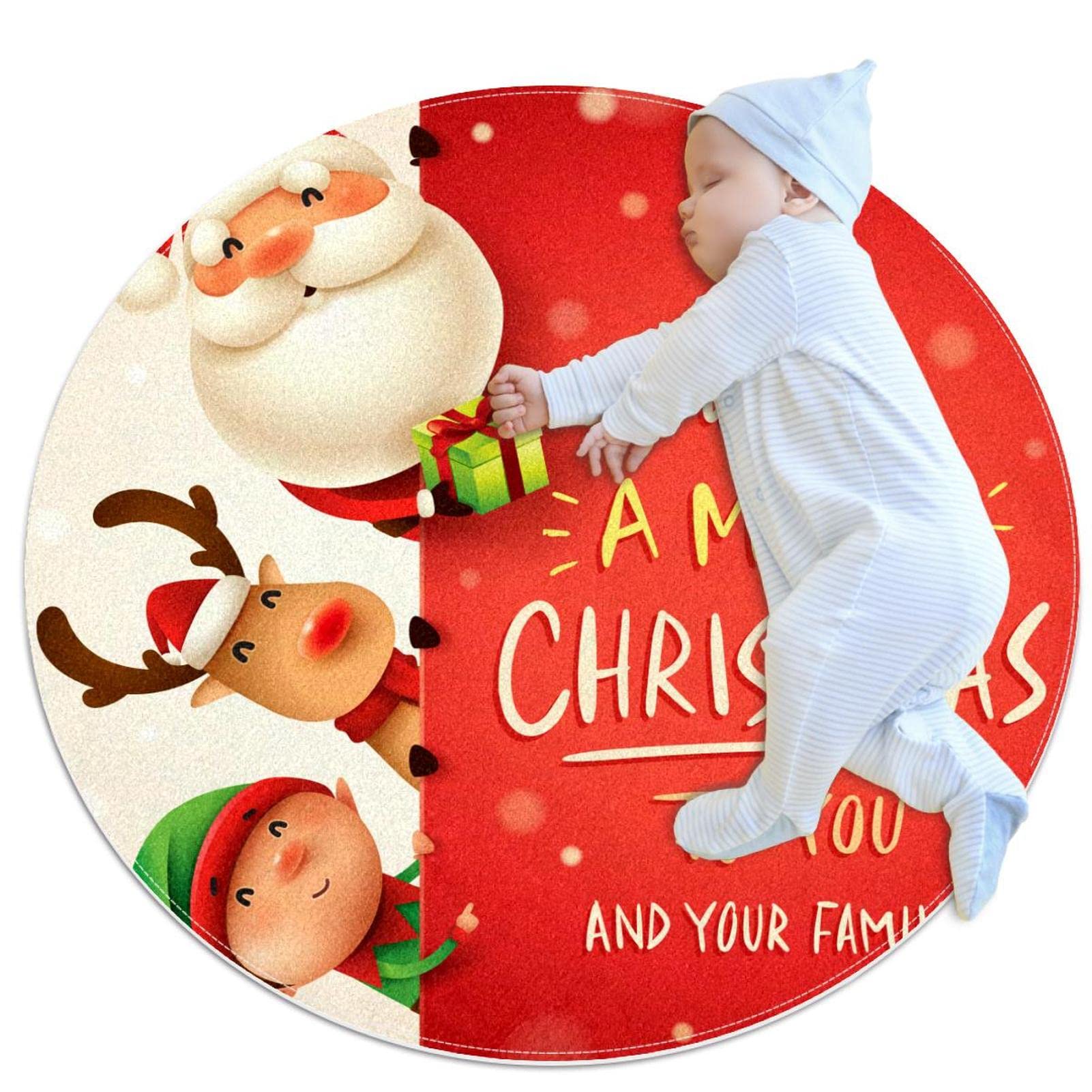 Tapis rond pour entrée de cuisine Joyeux Noël, le cadeau de maison idéal