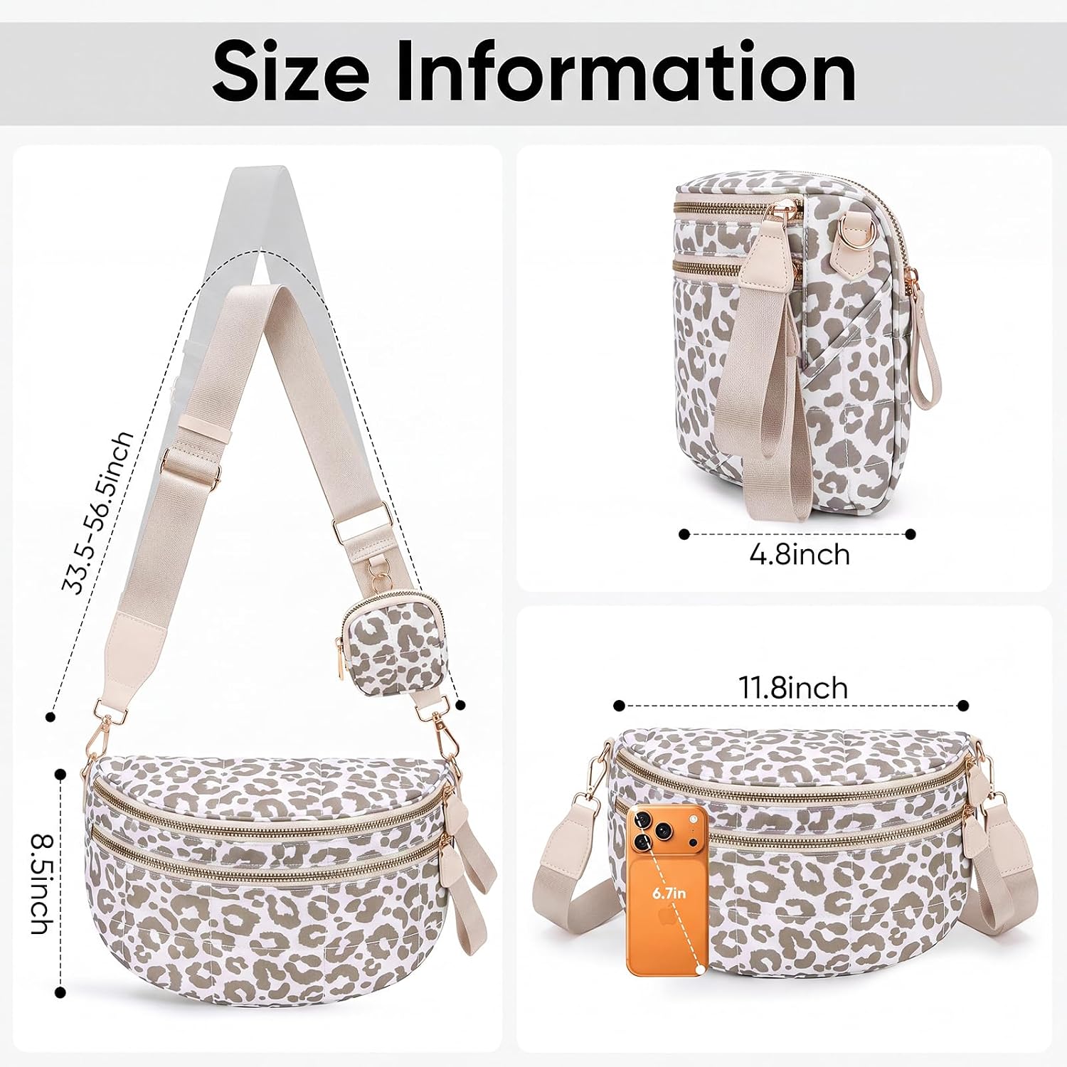 Puff Crossbody Bags for Women, Cute Casual Quilted Bum Bag Large Checkered Hobo Bags for Travel College with Pouch