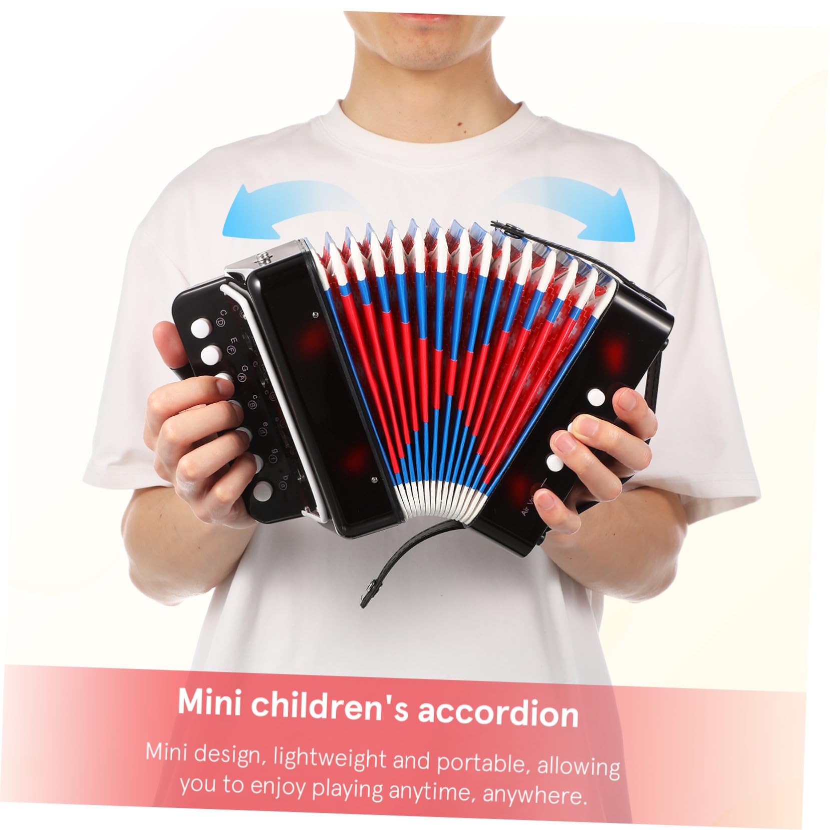 Fisarmonica Giocattolo per Bambini, 7 Tasti 2 Bassi, Nero | Abs Leggero, Portatile Valvola D’aria, per Principianti ed Educazione Precoce, Regalo di Compleanno