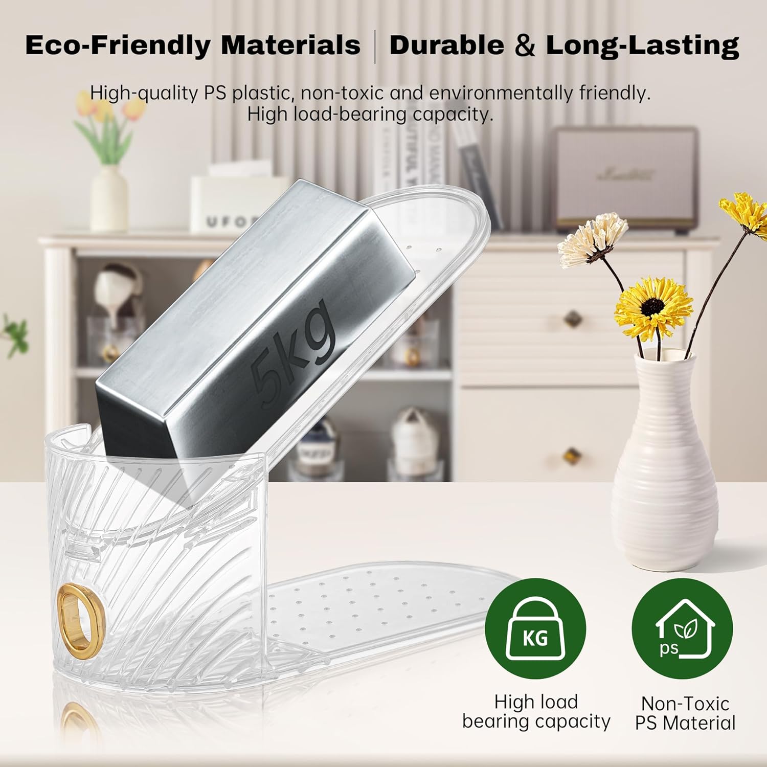 Shoe Slot Organizer 10 Pack - Shoe Slots?Can Save 50% of Shoe Stackers Space?Adjustable Shoe Stacking Device, Double-Layer Design for Shoe Slots Organizer for Closet.