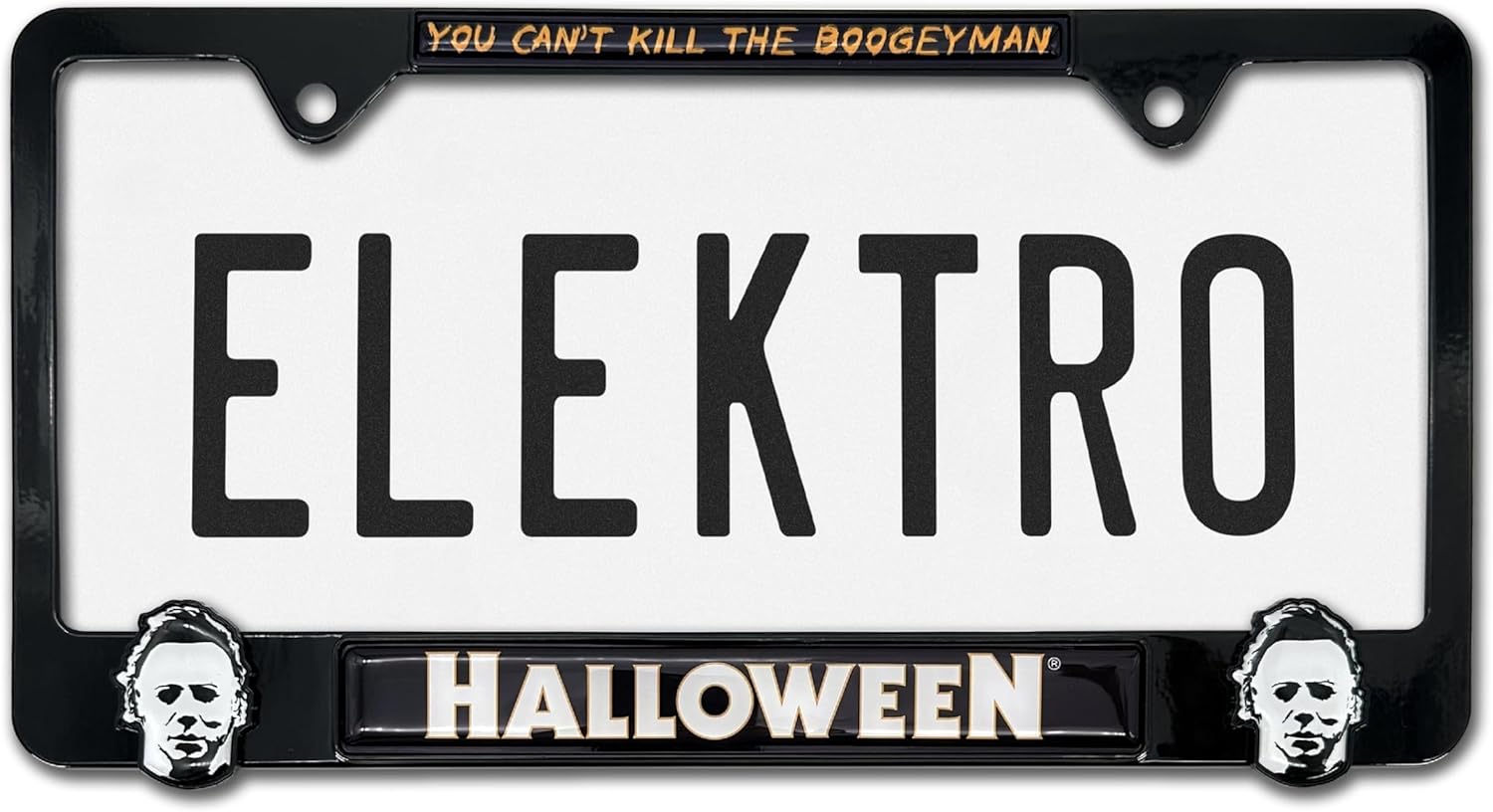 Elektroplate Officially Licensed - Halloween Michael Myers Boogeyman Black Metal Standard Size Horror Premium 3D License Plate Frame Tag Holder for Cars/SUVs/Trucks Weather-Proof Auto Accessory