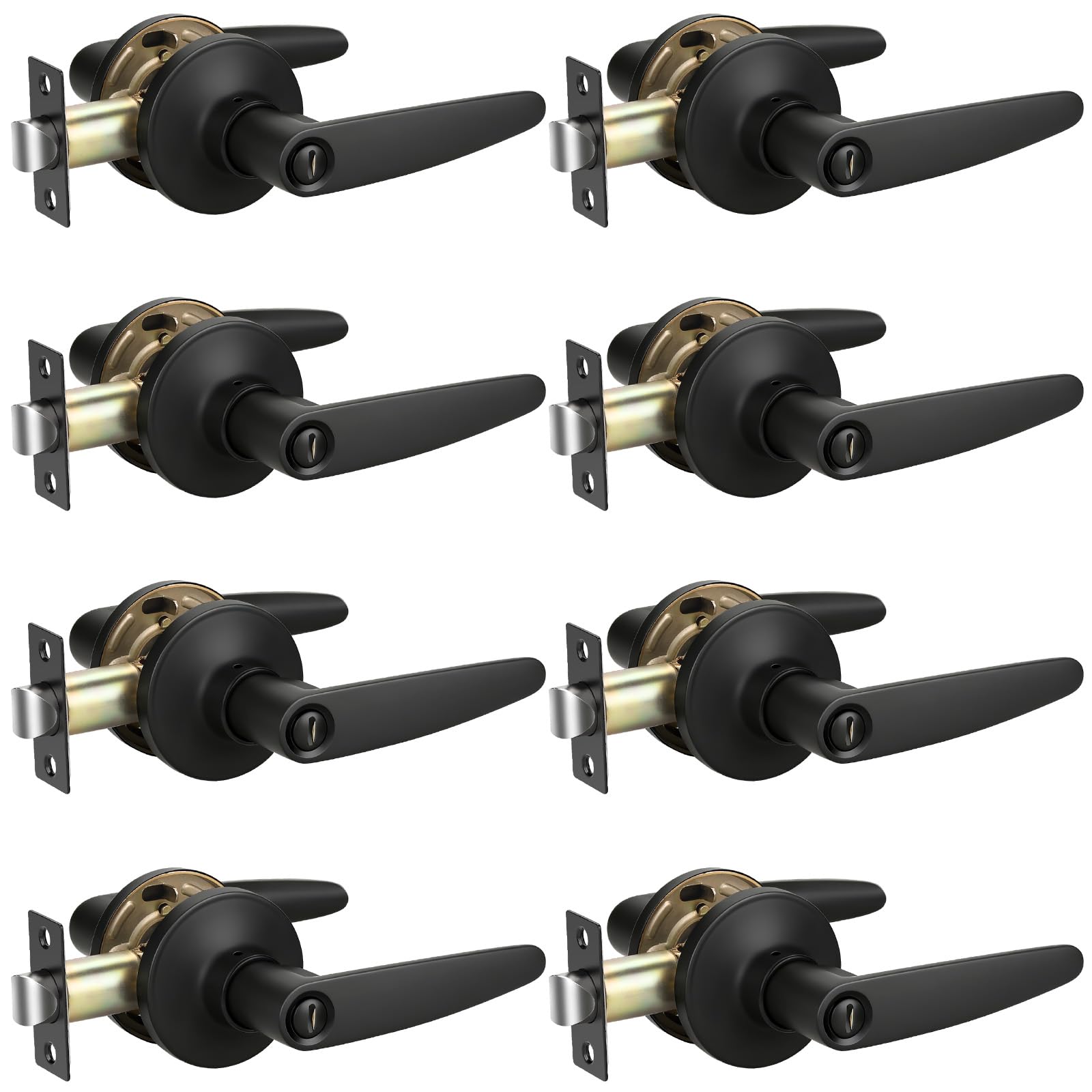 Satin Nickel Door Handles with Lock - Privacy & Security -25