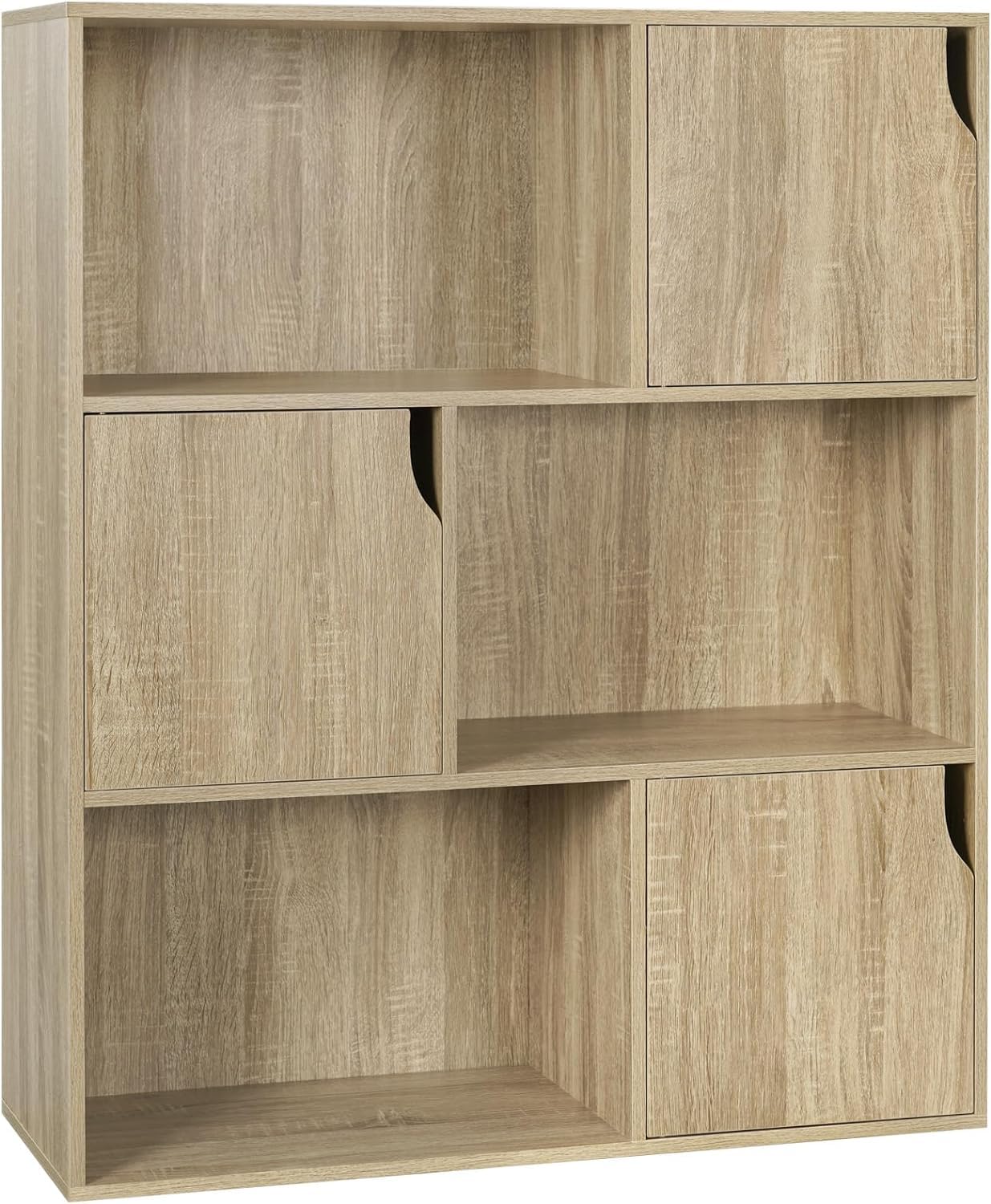 eSituro Bücherregal Standregal mit 3 Türen und 9 Fächern Würfelregal Kinder Büroregal freistehend Aufbewahrungsregal für Wohnzimmer Schlafzimmer