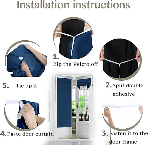 Vista 2 de Flamingo P - Panel de cortina opaca para puerta francesa, cortinas para puerta de vidrio, panel de cortina con aislamiento térmico para oscurecer