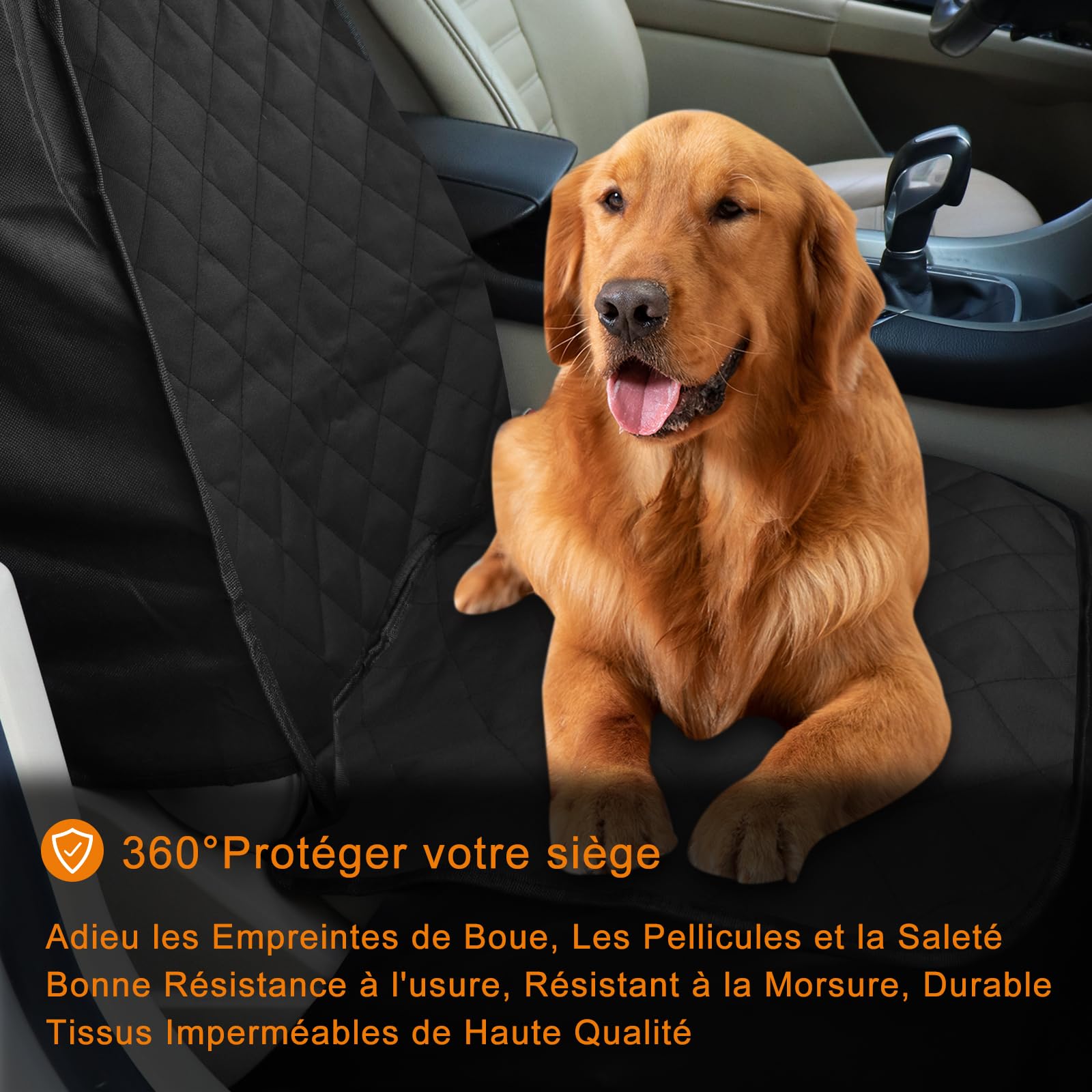 Alfheim Antidérapant Housse de siège d'auto Avant de Chien, Résistant aux Rayures Protecteur de Voiture pour Animaux de Compagnie avec Ancre, Convient à la Plupart des camions, fourgonnettes et VUS