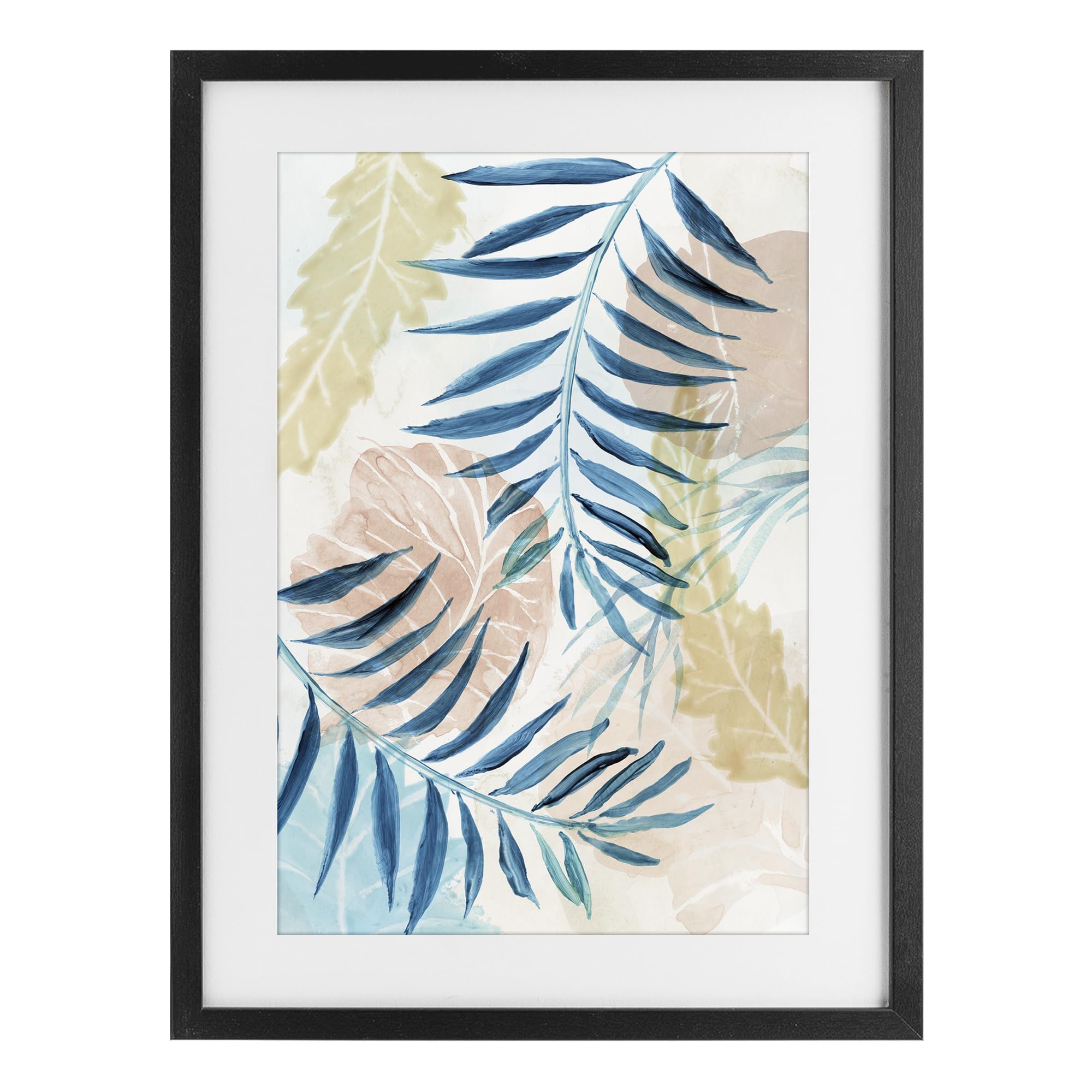 Stupell Industries Midnight Black (Textured) 'Palm Fronds In Pastel Haze'| Framed Print Under Glass