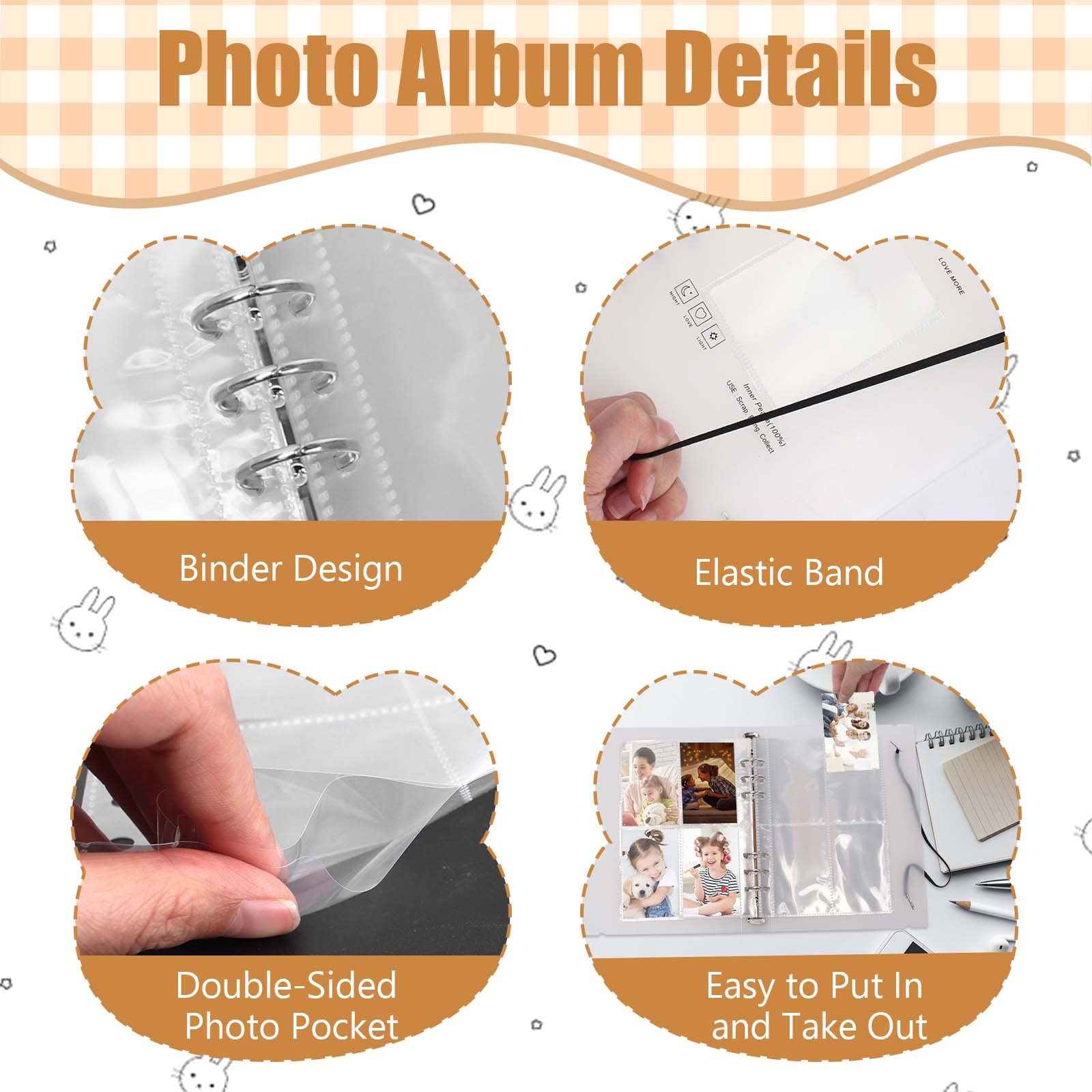 Album Fotografico In Peluche Formato A5 A 6 Anelli - 20 Tasche Per Foto 10x6.6 Cm - Ricaricabile (Cane Bianco)