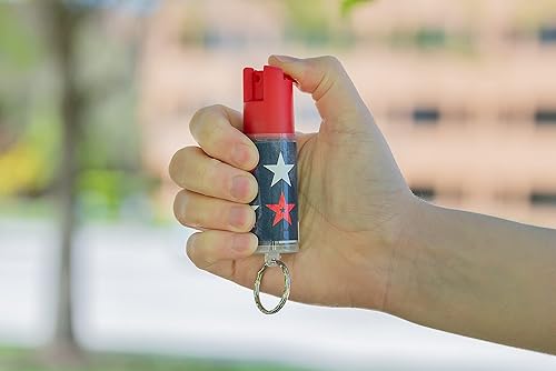 Miniatura 8 de SABRE Spray de pimienta con llavero, 25 ráfagas, rango de 10 pies (9.8ft), tinte de marcado UV, seguridad de bloqueo giratorio