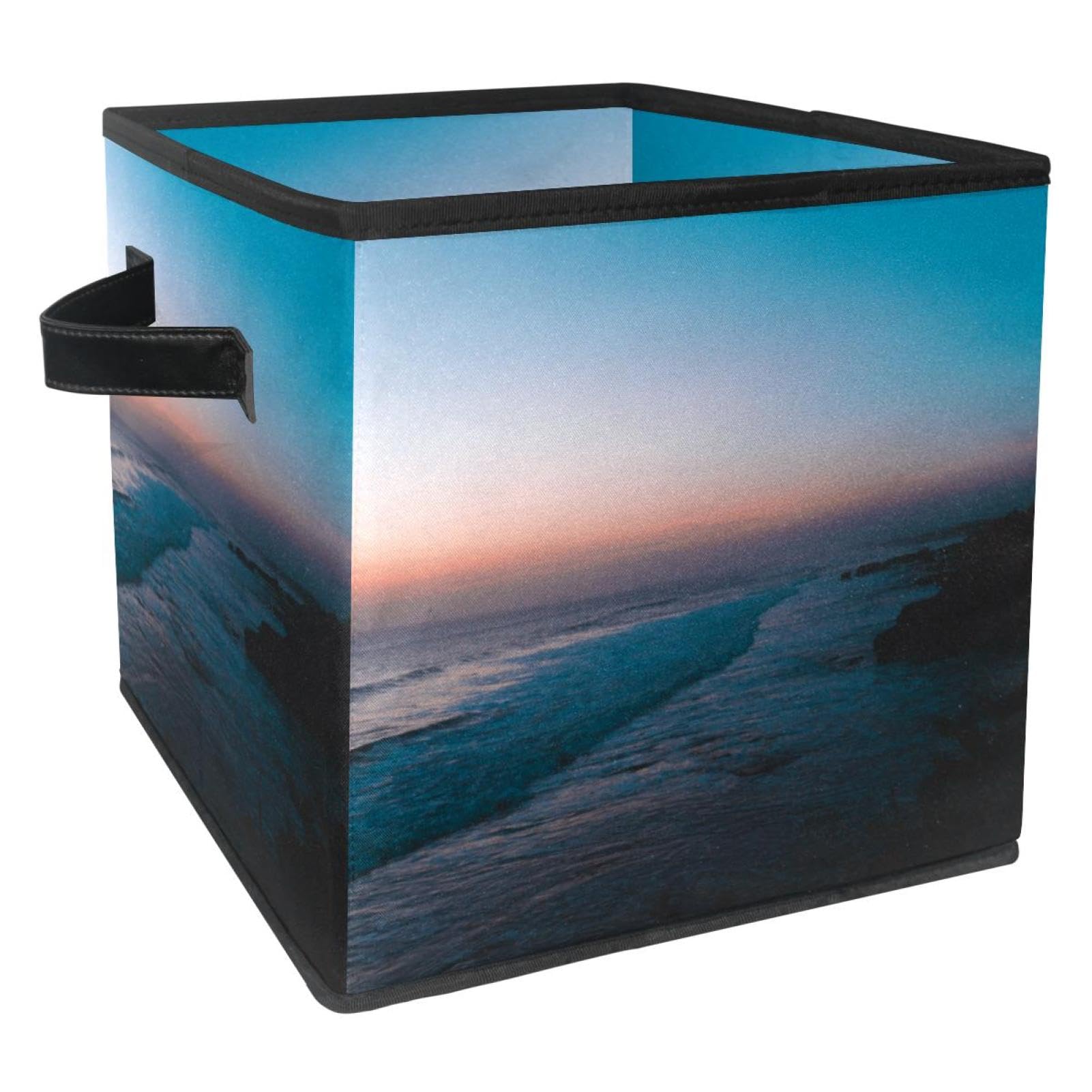 Boîte de rangement pliable pour jouets et vêtements au décor crépuscule marin
