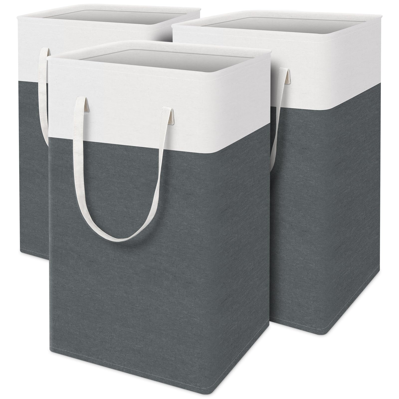 TasticTotes Laundry Basket 3 Pack, Laundry Hamper, 88L-Grey