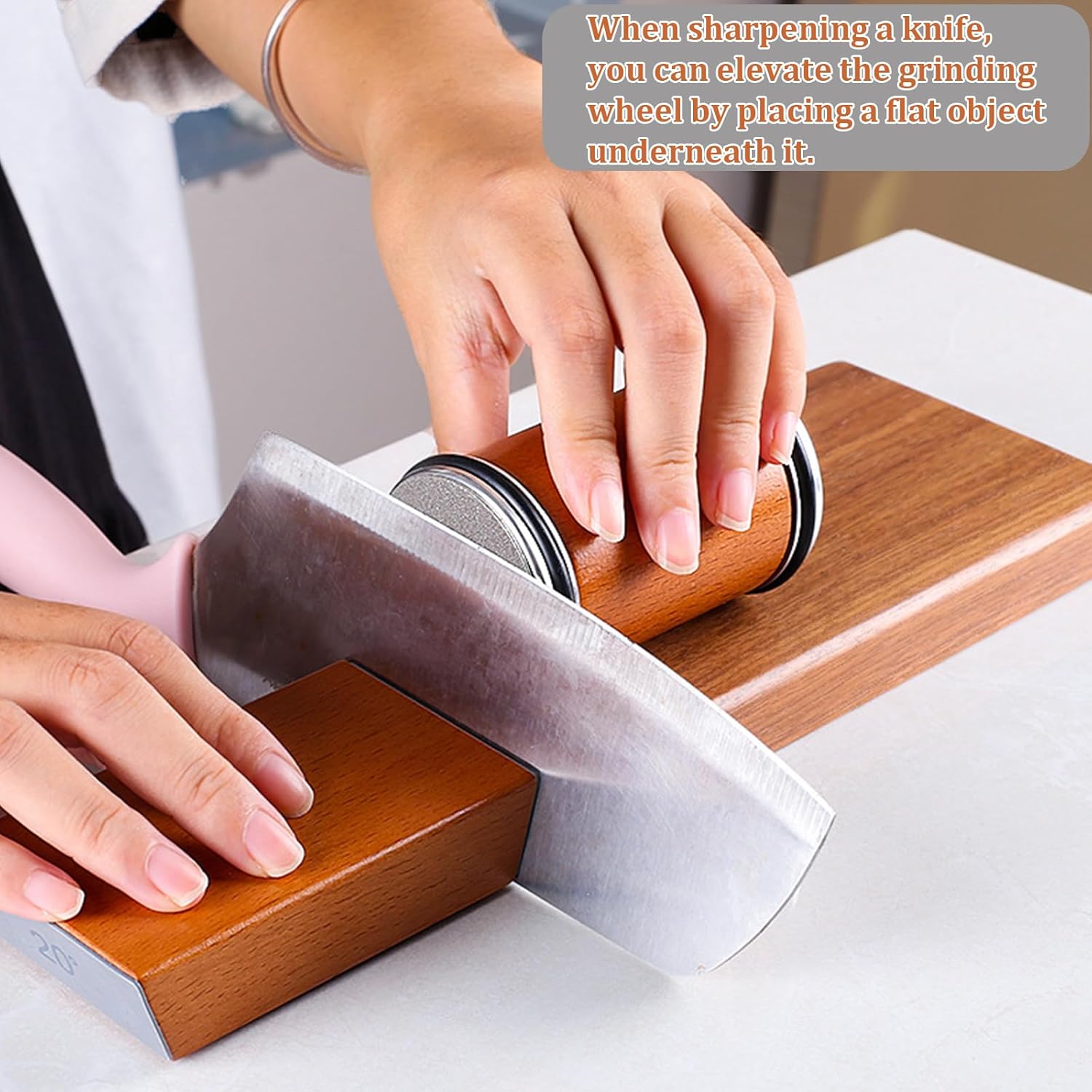 Bladeon Knife Sharpener, Rolling Knife Sharpener with Diamond & Ceramic Abrasives and 15/20° Magnetic Angle Guide for Kitchen, Chef & Outdoor Knives - Image 6