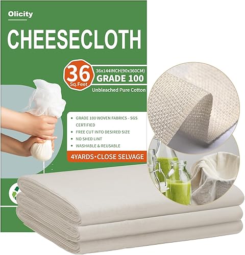 Miniatura 13 de Olicity - Paños de tela para queso de grado 100, de 36 x 36 pulgadas, paño de tela para queso reutilizable con bordes cerrados de malla fina, paño