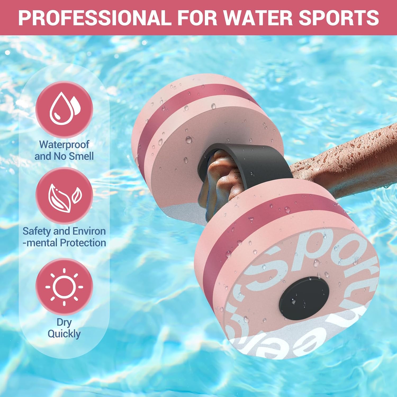 Sportneer Aquatic Exercise Equipment Water Aerobics Combo Set Includes High Density Water Weights Dumbbell Aqua Belt Water Ankle Weights for Pool Exercise Aquatic Therapy Pool Fitness Water Exercise