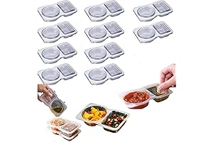 10PCS Double Compartment Condiment Container, Double Compartment Condiment Container with Lids, 2...
