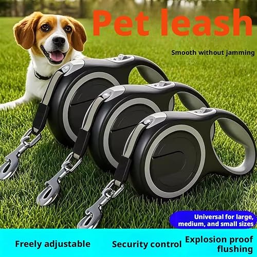 Miniatura 7 de Correa retráctil para perro de 26 pies – Correa reflectante de nailon resistente para mascotas, freno de una mano sin enredos, impermeable,