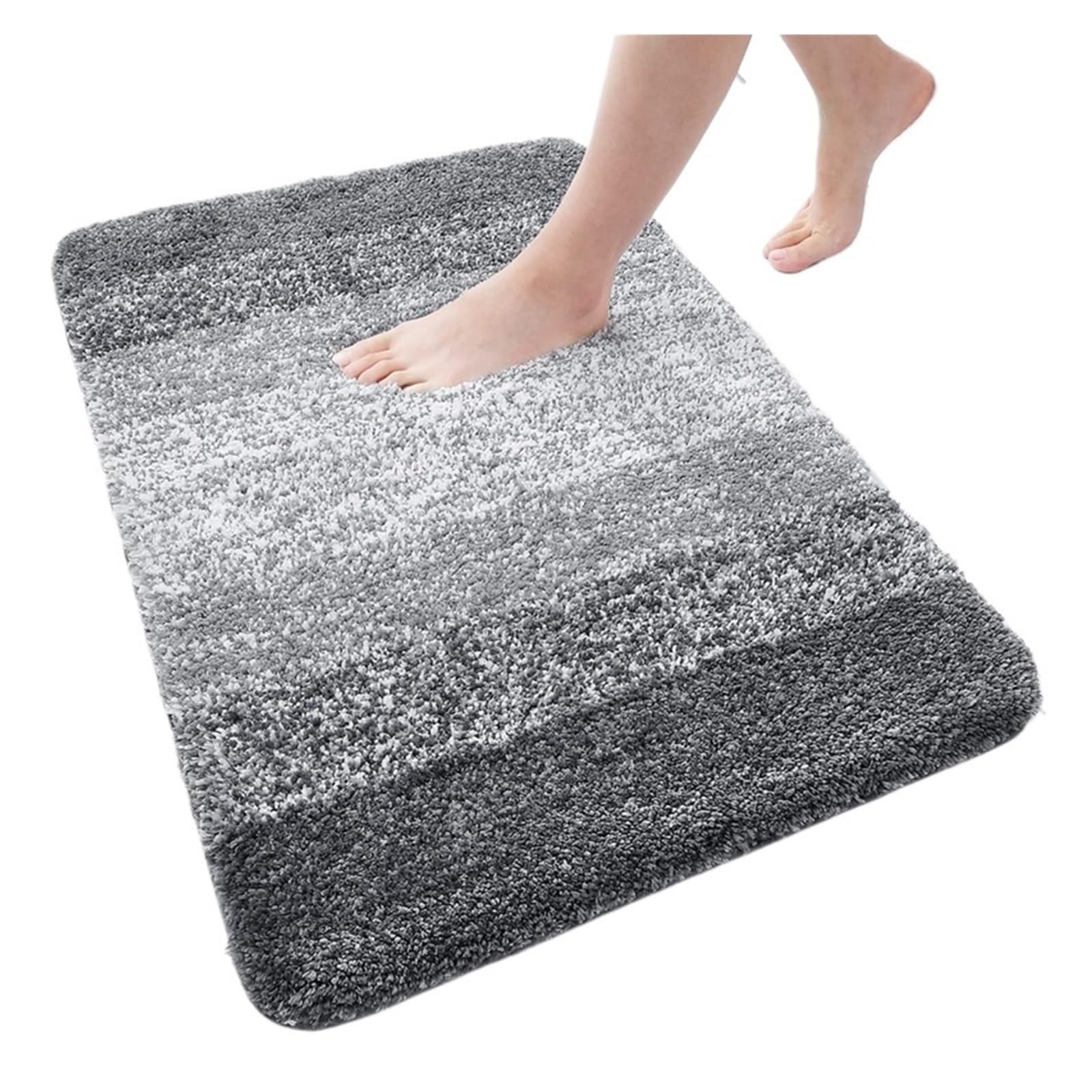 Shower Mat Bathroom Rug Soft Foot Mat Absorbent Microfiber Bath Rugs Non-Slip Plush Carpet Wash Dry For Floor Shower(Grey,41x61cm (16x24 inch))
