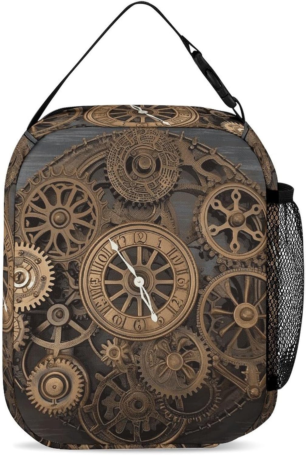 YHNNH Steampunk Gears Clock Lunch Bag Portable Insulated Lunch Box Reusable Large Capacity Picnic Box Water-Resistant Tote Bag for Work Travel Outdoor Camping image 3