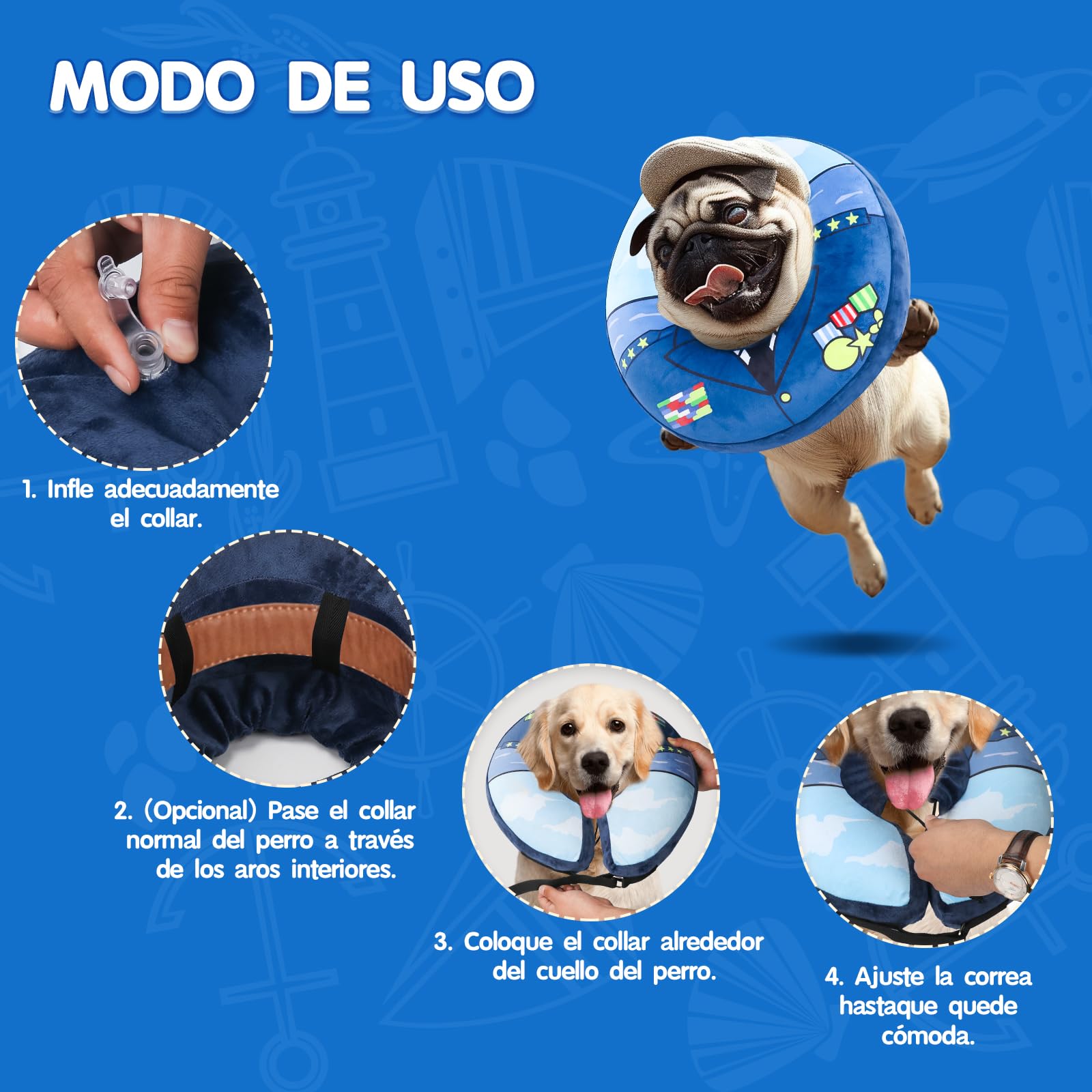 Collar isabelino Inflable Perro Collar isabelino Perros Gatos Collarin Perros para no rascarse después de la cirugía para Curar heridas Evitar mordeduras (L)