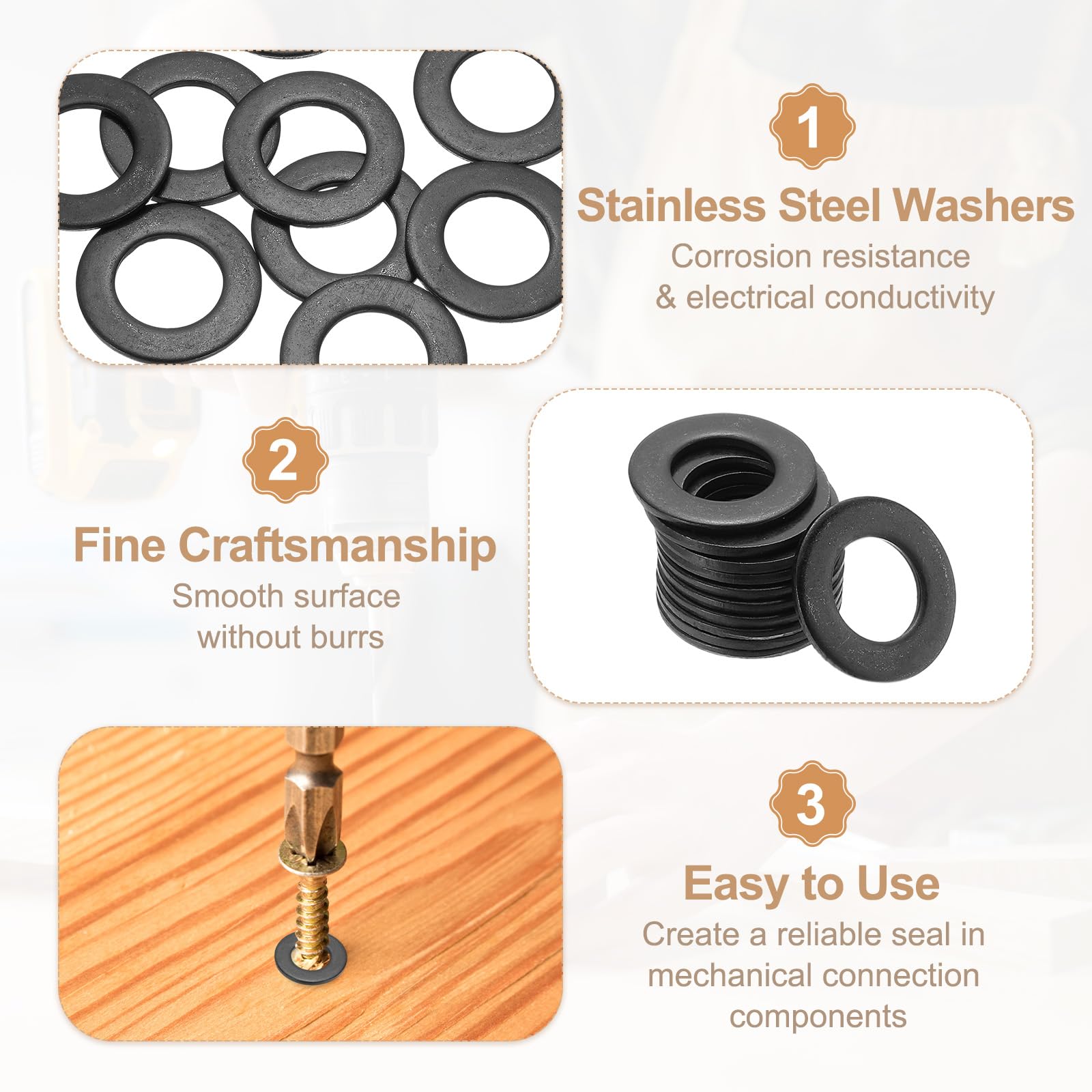 PATIKIL 9PCS M16 Stainless Steel Washers - Image 3
