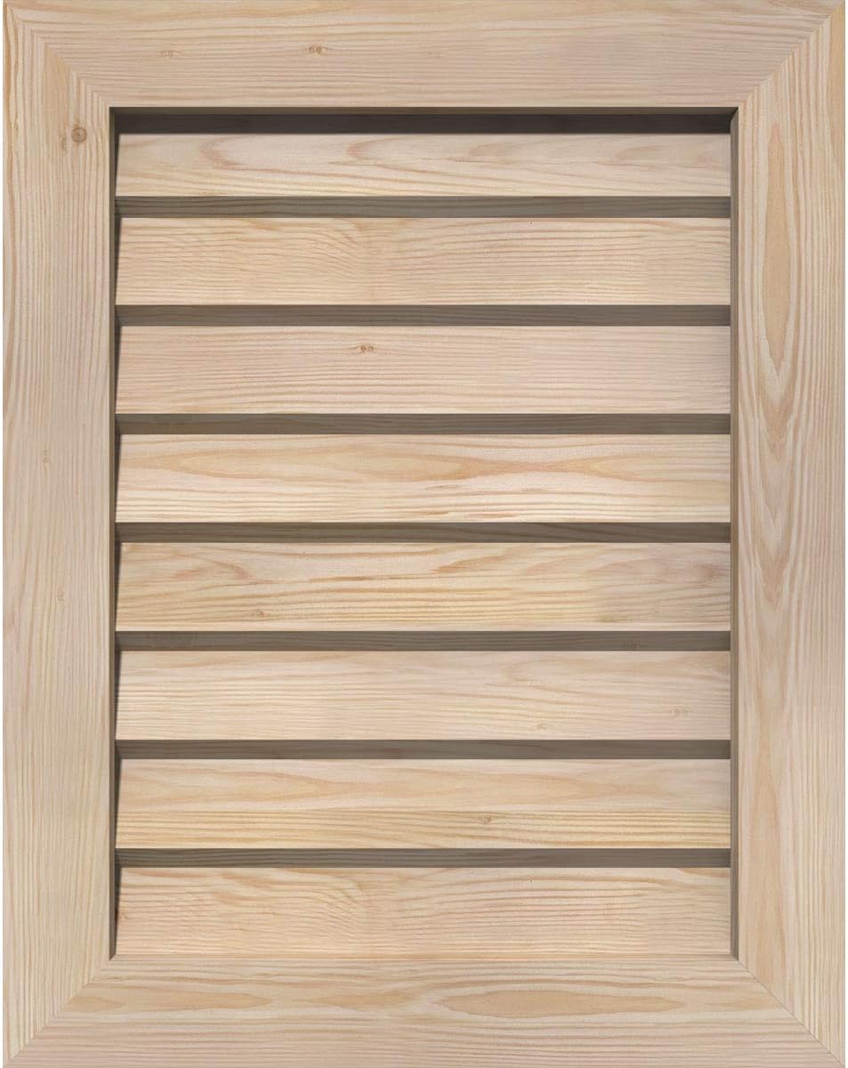 Ekena GVWVE22X1402SDUPI Vertical Gable Vent, 27"W x 19"H (Rough Opening: 22"W x 14"H), Pine, Unfinished