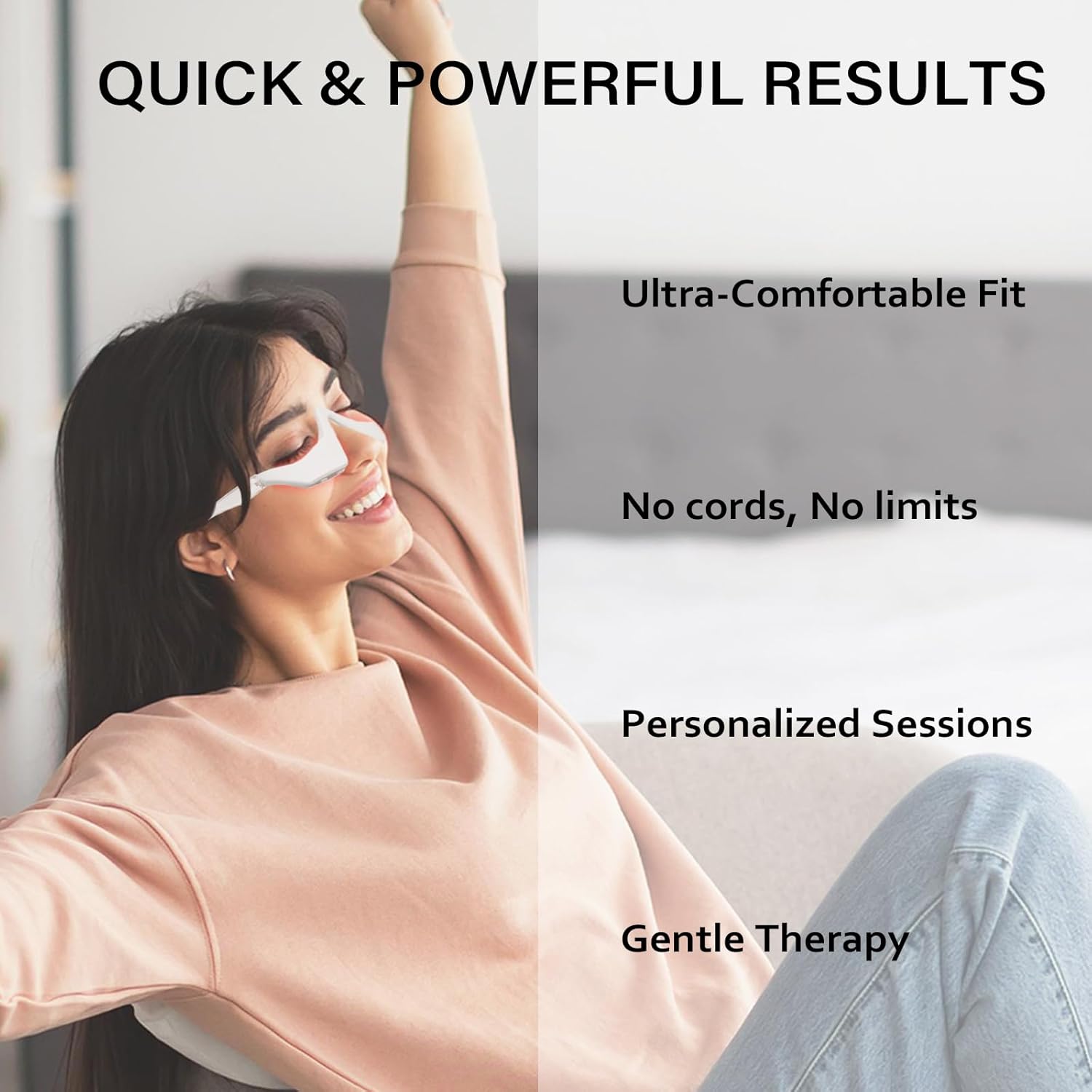 Under-Eye Red Light Therapy Device, 2 Modes Beauty Glasses Device with Eye Massage