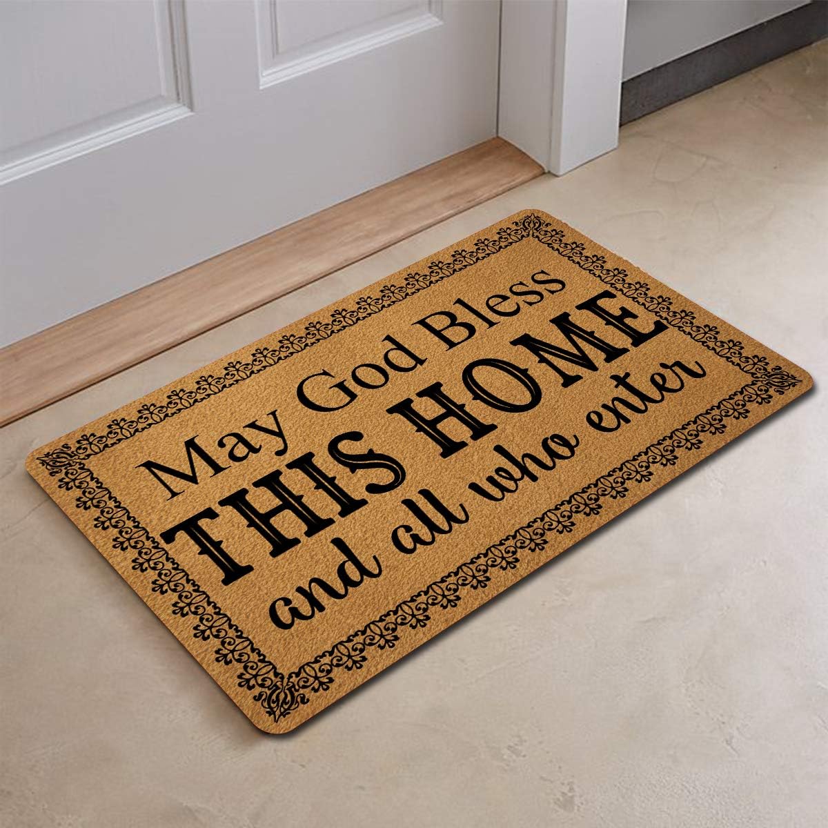 Welcome Door Mats for Home Decor (18 x 30 inch) Funny Mats Gift mats with Anti-Slip Rubber Back Kitchen Rugs Personalized Doormat for Entrance Way (May God Bless This Home and All Who Enter)