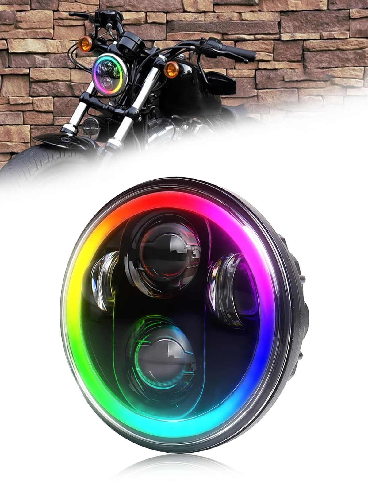Amazon | Chelhead 5.75インチ LEDヘッドライト ハーレー対応 RGB
