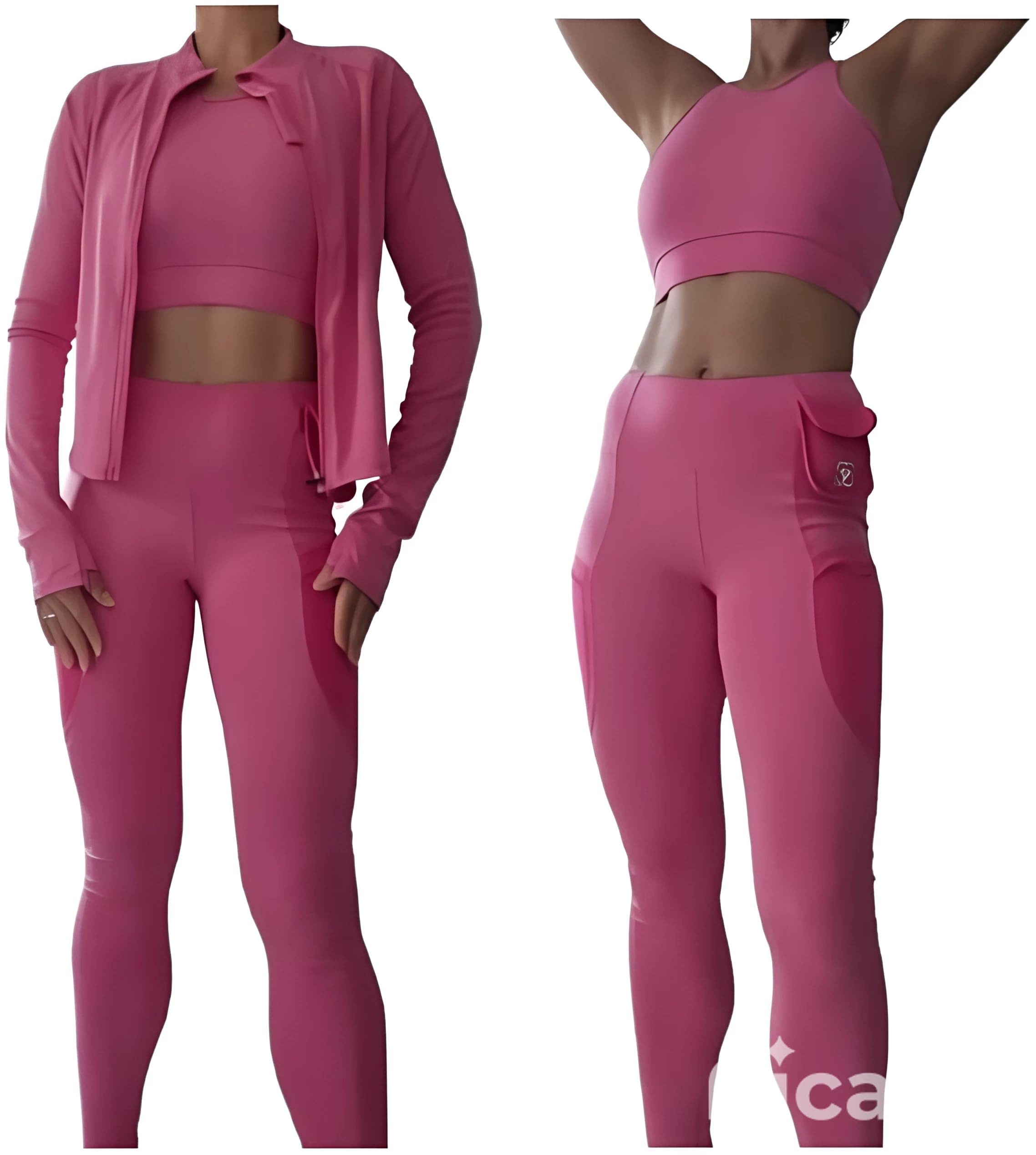 Womens 3 Piece Workout Set Gym Outfits for Women with Sports Bra Workout Jacket High-Waisted Leggings Yoga Outfit