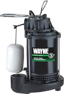 CDU790-1/3 HP Submersible Cast Iron and Stainless Steel Sump Pump with Integrated Vertical Float Switch - Up to 4,600 Gallons Per Hour - Heavy Duty Basement Sump Pump, Black