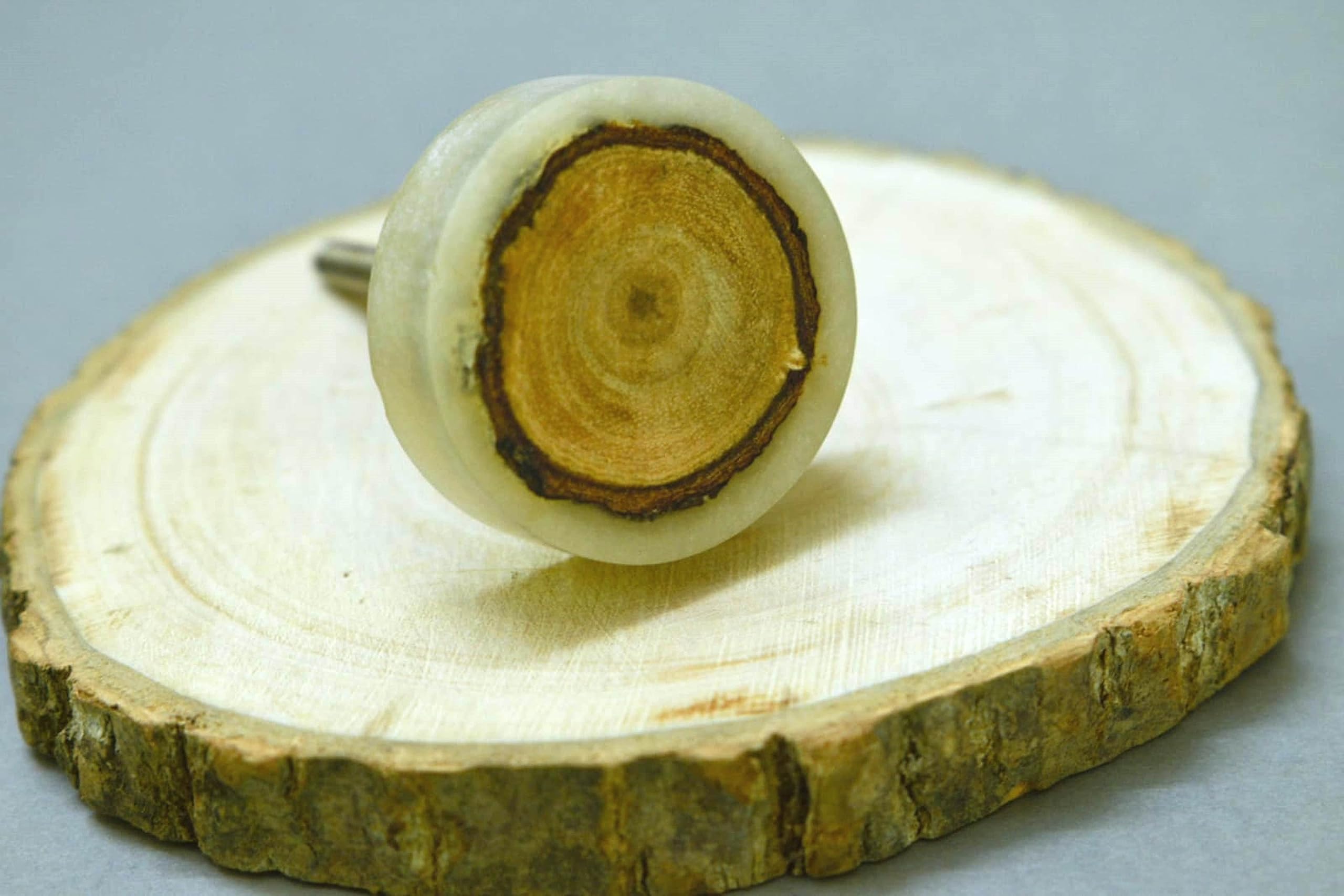 ARTISNO White Set of 6 Resin Wood Knobs: Unique Round Resin Drawer Door Knobs & Cabinet Pulls