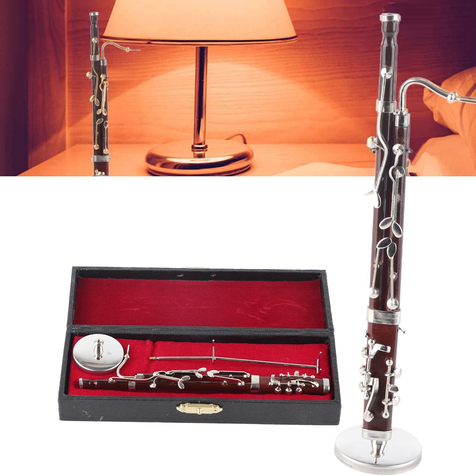 Fagott Ornamente,Burgunder Bakelit Fagott Ornament Dekoration Miniatur Dekoration Mini Musikinstrument Modell Handwerk 17cm