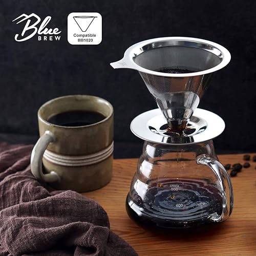 Miniatura 3 de Blue Brew Clear Glass Range Coffee Server for Pour Over Coffee & Tea, 600ml (20oz) Heat Resistant Tea Pot, Carafe, Glass Coffee Pot (BB1008)
