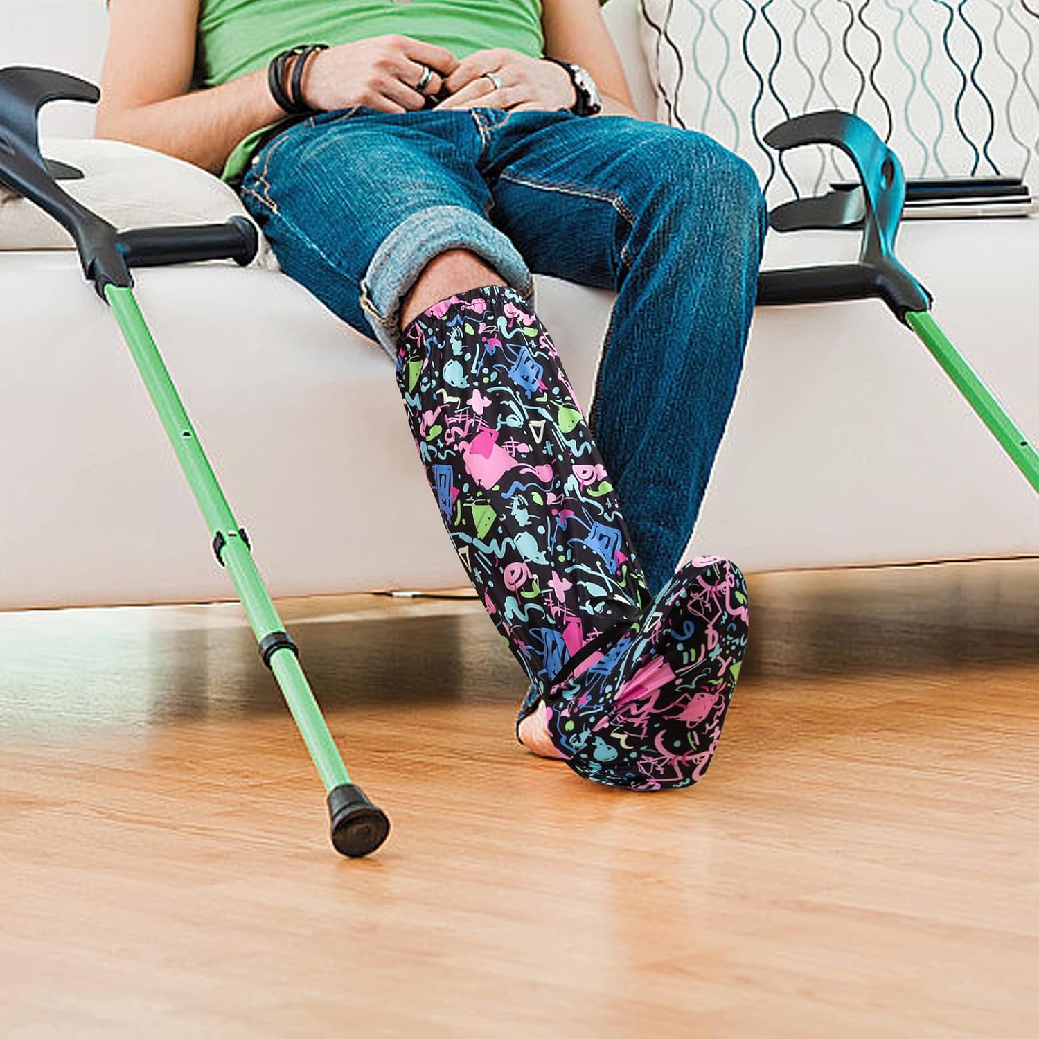 Leg Cast Covers - Black Cast Covers,Cast Sock Over Cast, Cast Sock Cast Cover Below The Knee Leg Cast Sleeve for Foot Leg Protector Men Women ((Hip-hop Style, L)