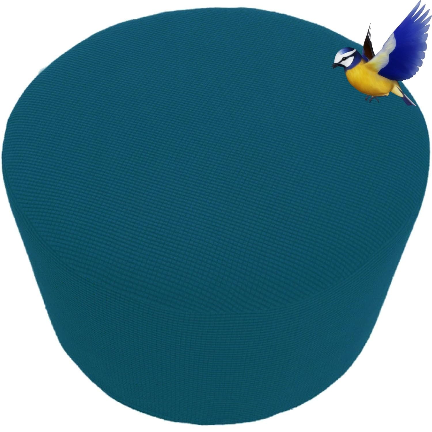 QOEUIUJ Pouffe Cover Round 50-105cm, Footrest Protector Stretch with Elastic Bottom, Ottoman Slipcovers Removable & Washable, Furniture Protector for Round Foot Stool(Dark Teal,24"/60cm)
