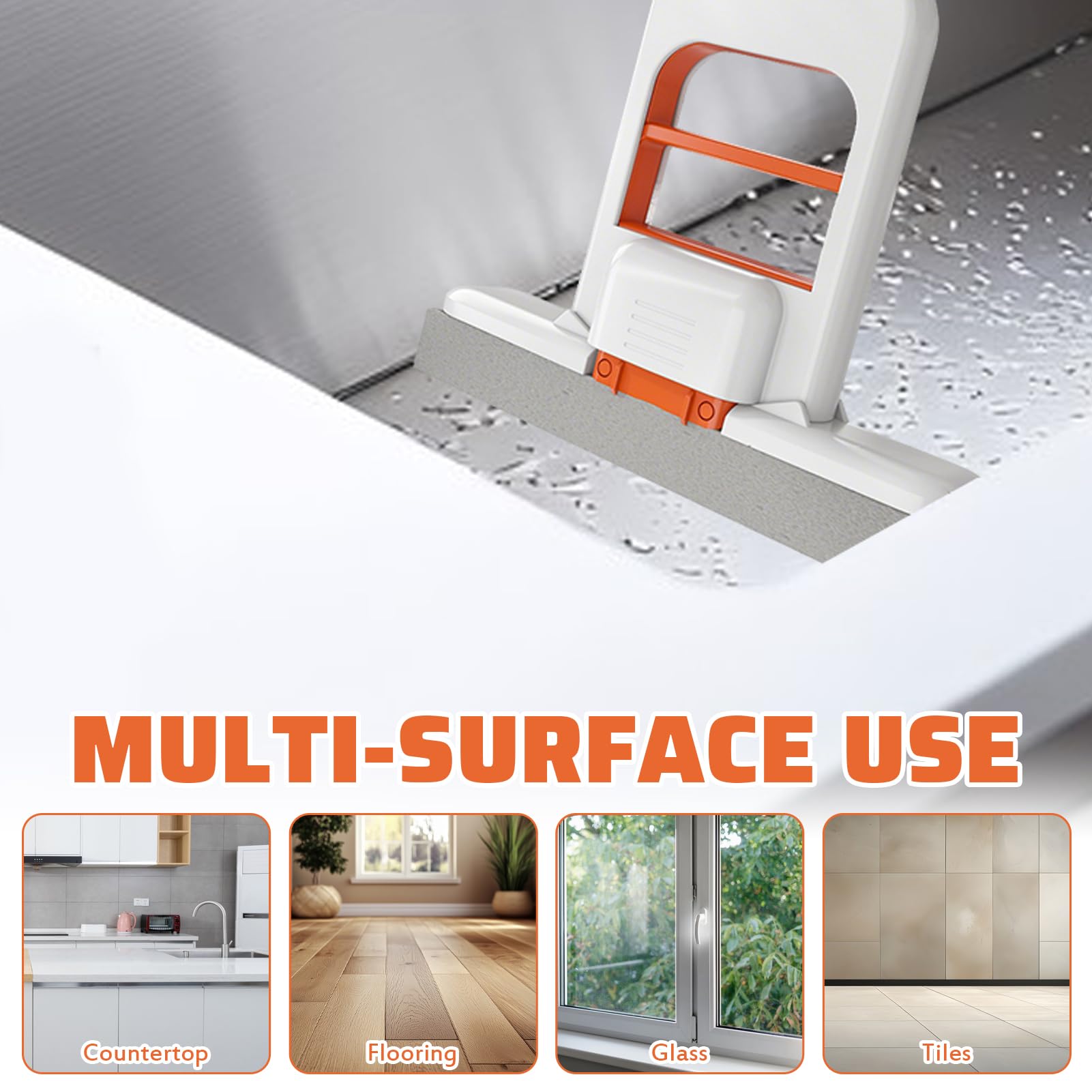 Mopa para espacios pequeños, mini fregona plegable de escritorio con cabezal de esponja, esponja autoescurrible, mopa de limpieza en seco y húmedo para cocina y baño (2 unidades)