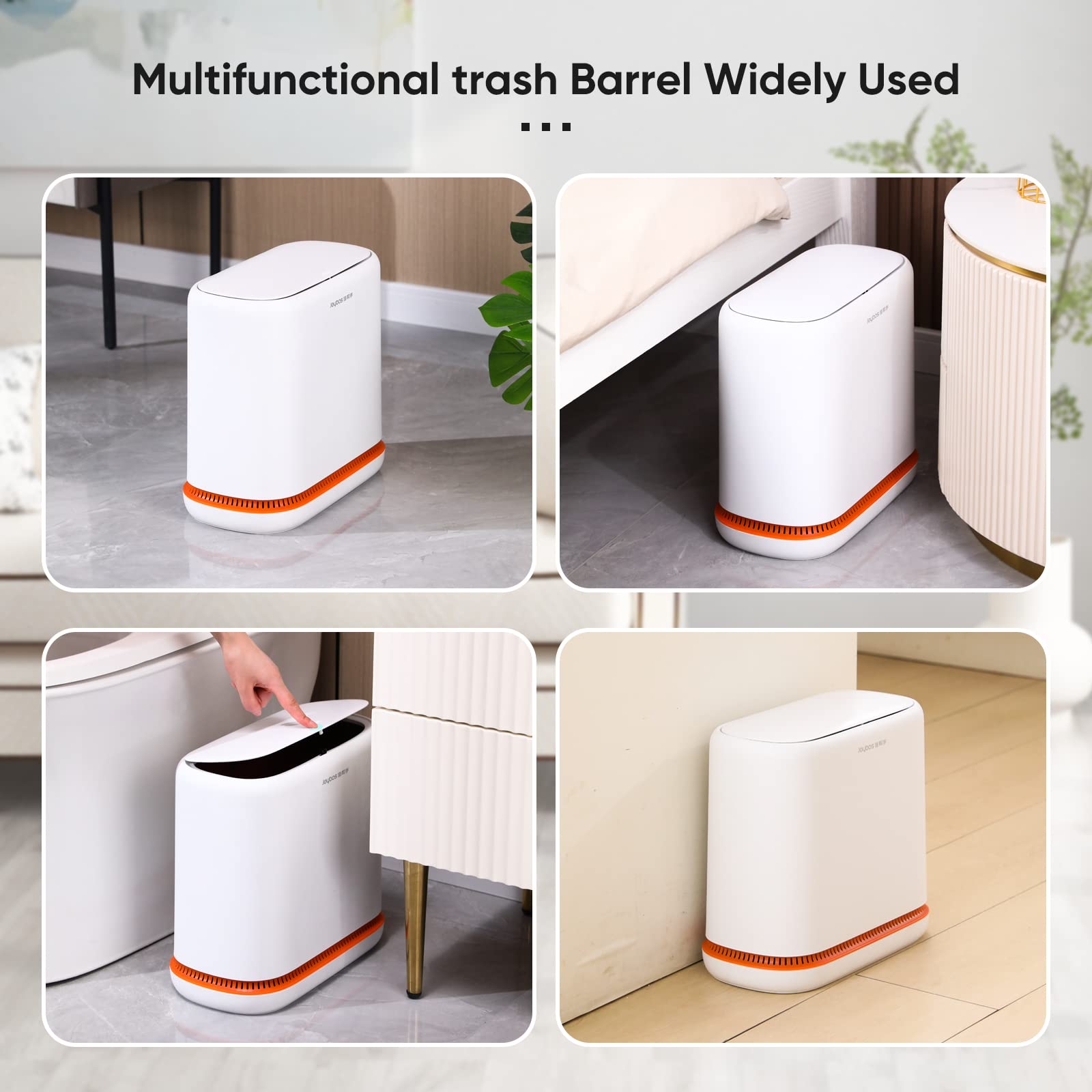 Buy JOYBOS Adsorption Bathroom Trash Can with Lids,Kitchen Wastebasket with Press Type Lid,15L