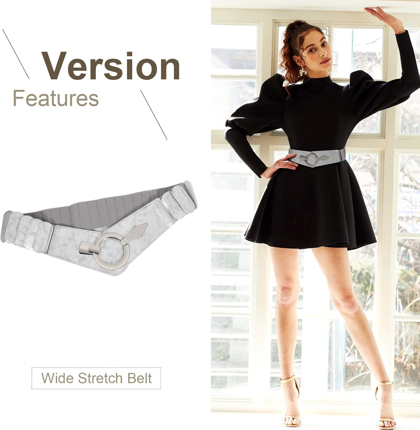 JASGOOD Women Wide Elastic Waist Belt Fashion Stretchy Dress Belt Vintage Stretch Belts Retro Ladies Waistband - Image 2