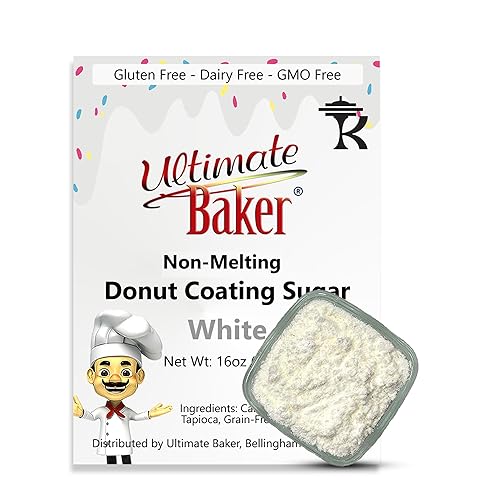Ultimate Baker Azúcar de dona blanca no derretida, azúcar de revestimiento natural, azúcar de nieve, azúcar fino en polvo para espolvorear donas,