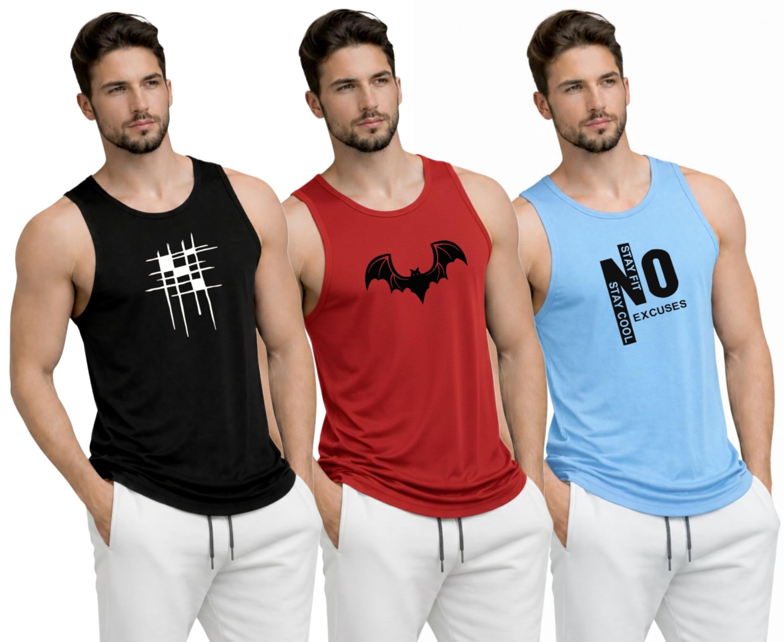 qua Men's Gym Vest Pack of 3 | Breathable Lightweight Polyester Sando Tank Top for Workout, Training for Comfortable Fit-picture-44