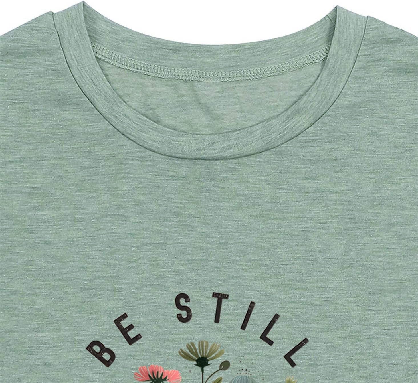Be Still and Know Shirts for Women Casual Short Sleeve Christian Tee Tops - Image 4