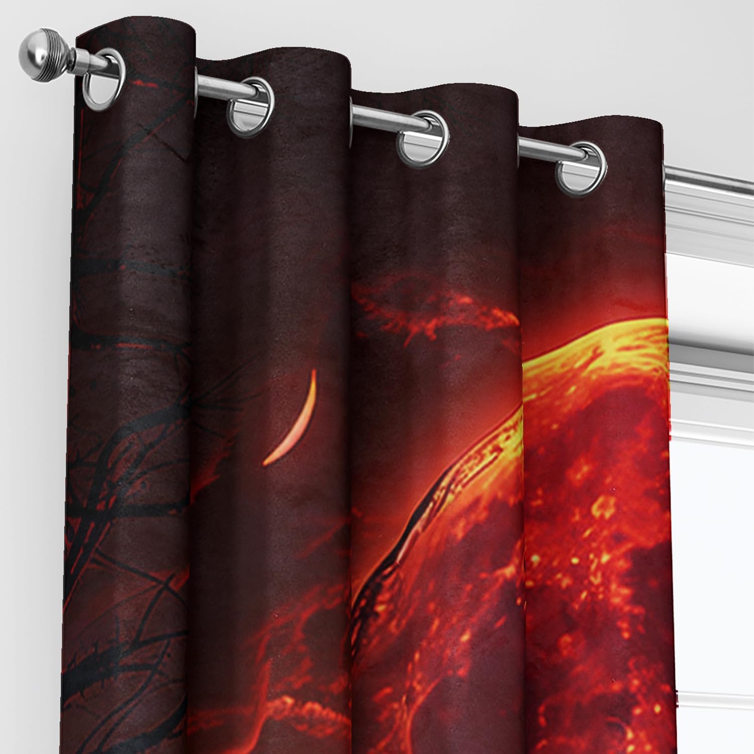 AILONEN Black Panther Window Curtain,Evening Moon Flame Leopard Curtain for Kids Men,Wildlife Animal Window Drapes for Room Living Room Decor,42" W x 84" H 2 Panels Set