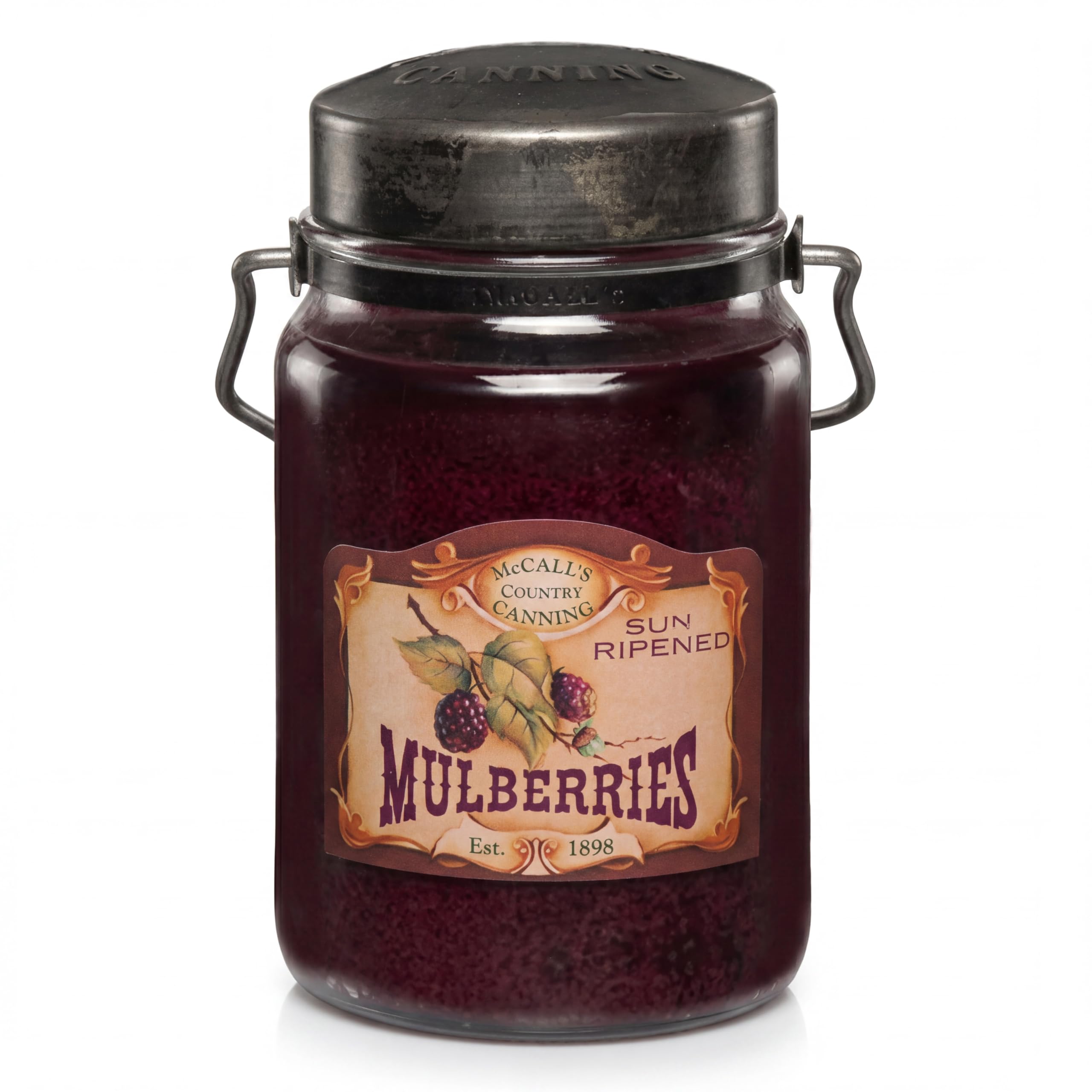 McCall’s Candles | Mulberry | 26 oz Scented Candle | USA-Poured | Vintage Rustic Jar with Carrying Handle | Sweet &amp; Tart Berry Fragrance