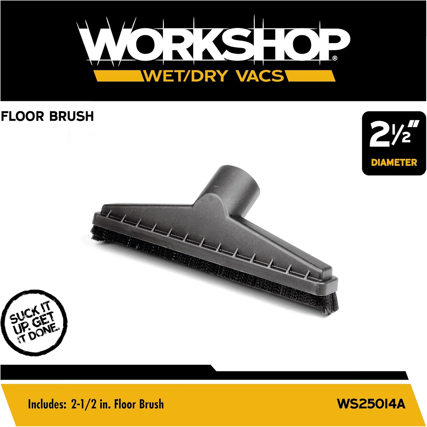 WORKSHOP Wet/Dry Vacs Shop Vacuum Accessories WS25014A Floor Brush Attachment for Wet Dry Vacuum Cleaners, Fits 2-1/2-inch Extension Wands and Hoses
